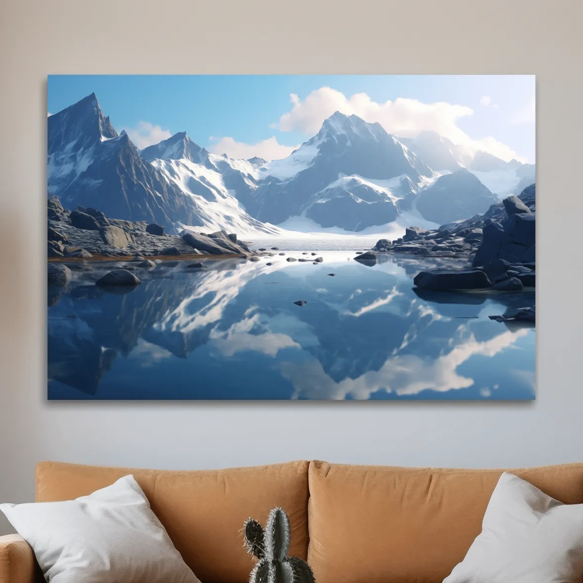 Photographic art of a glacial alpine lake