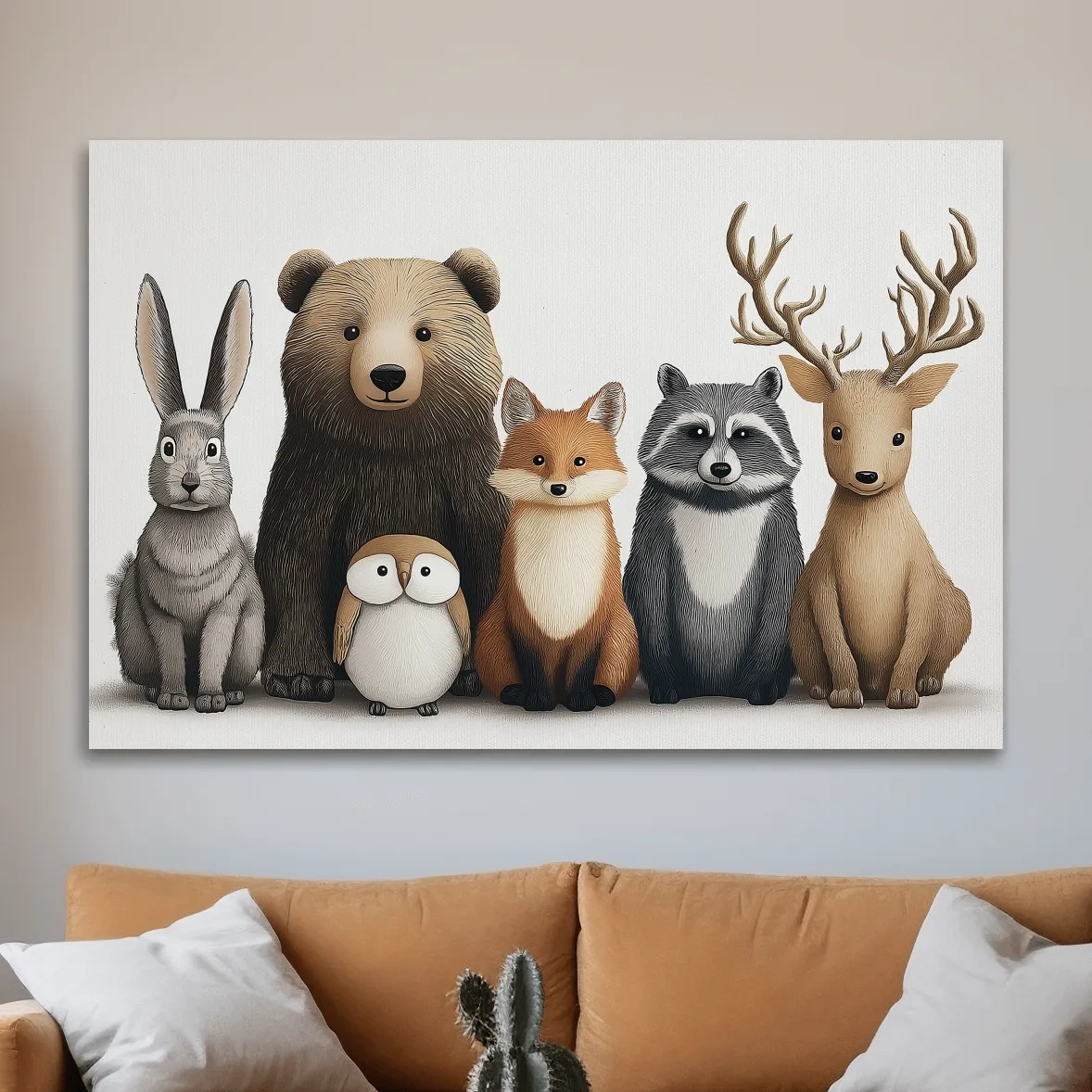 Adorable nursery woodland animals artwork, childrens room decor wall art