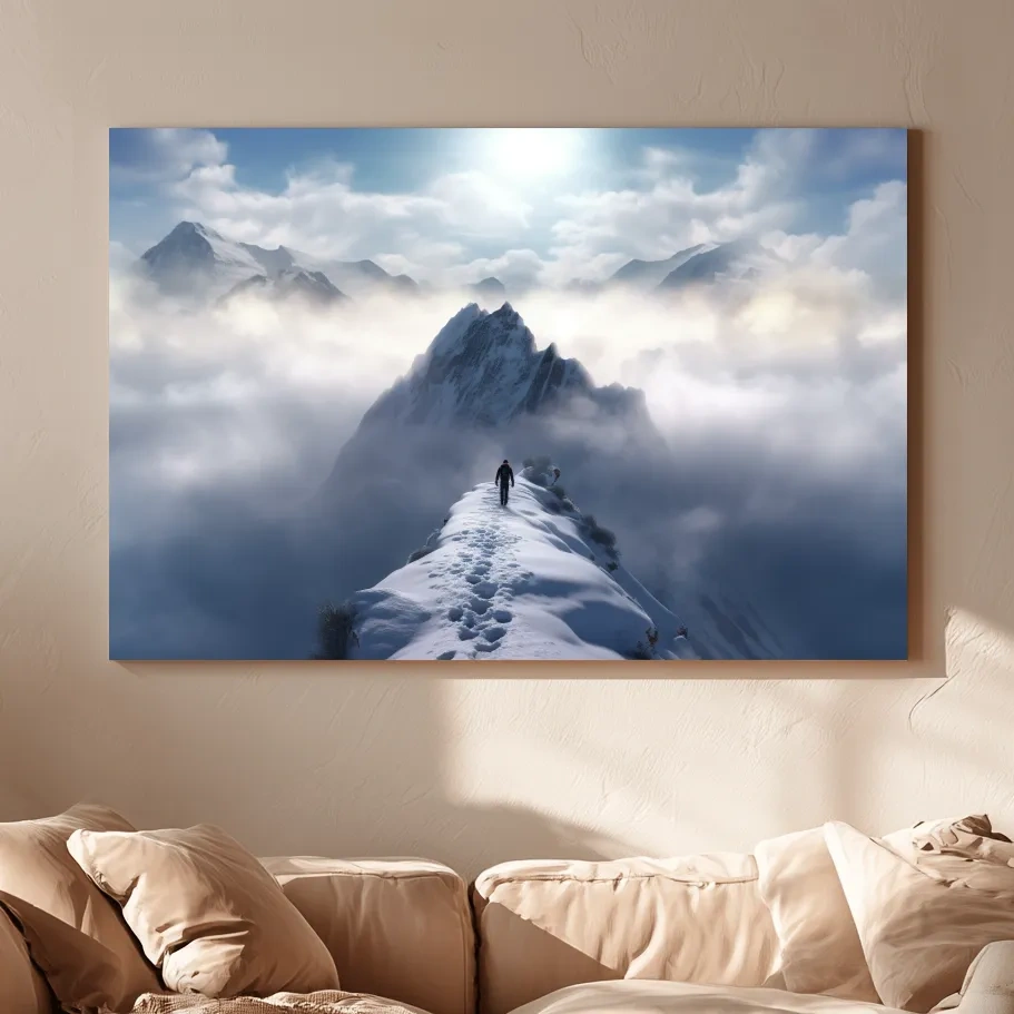 Epic Snowy Mountain Ridge Hike - Photographic Alpine Wall Art
