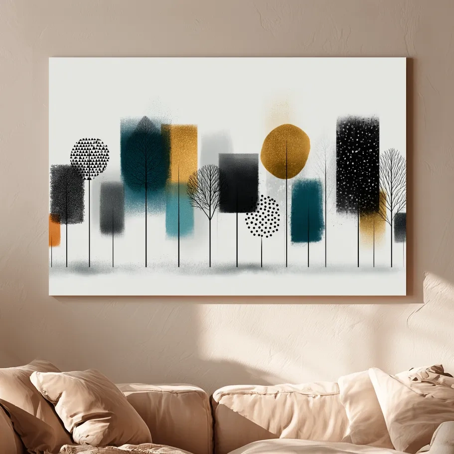 Abstract Minimalist Forest Grove Silhouettes - Modern Scandinavian Geometric Wall Art