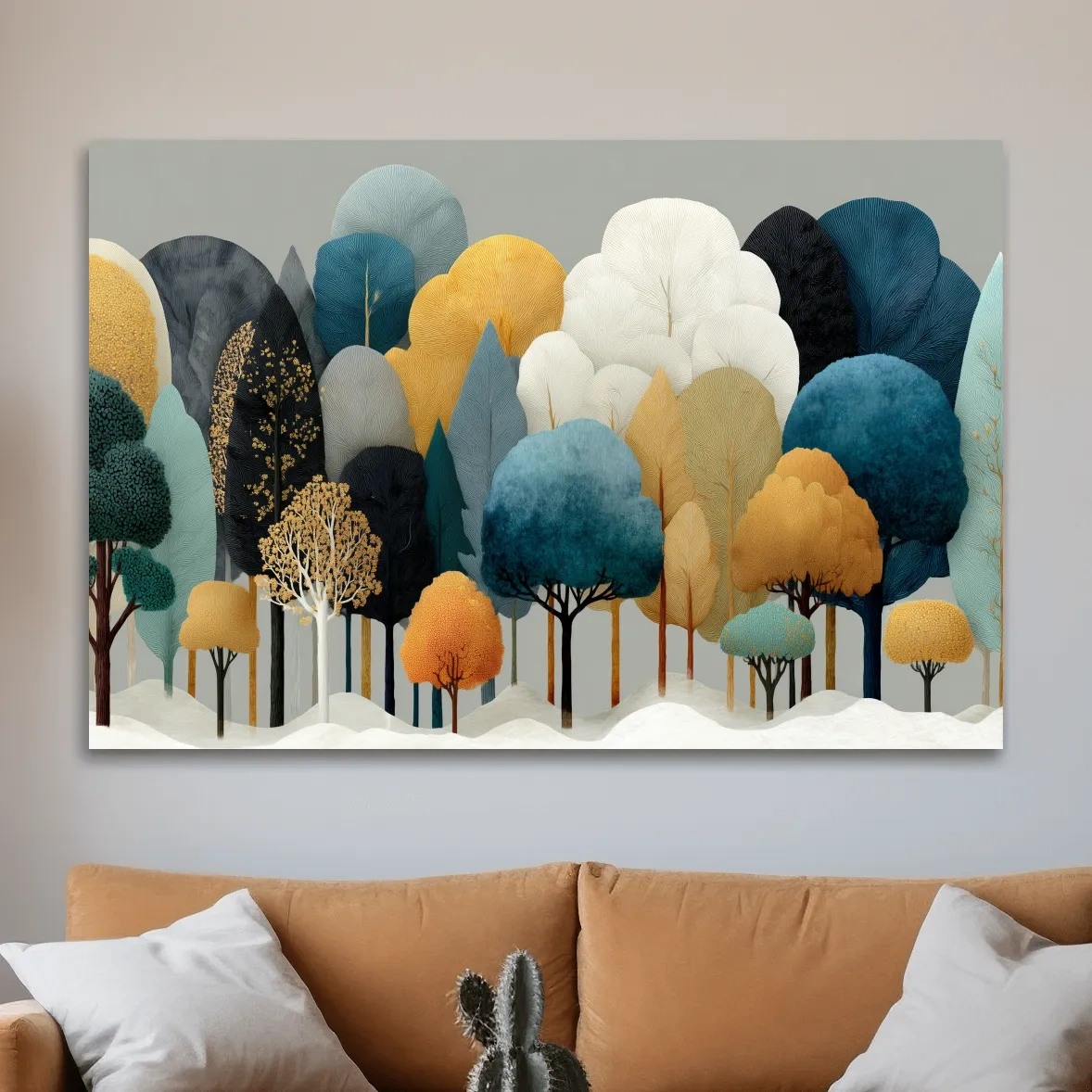 Scandinavian Winter Forest Trees Illustration - Modern Boho Nature Wall Art