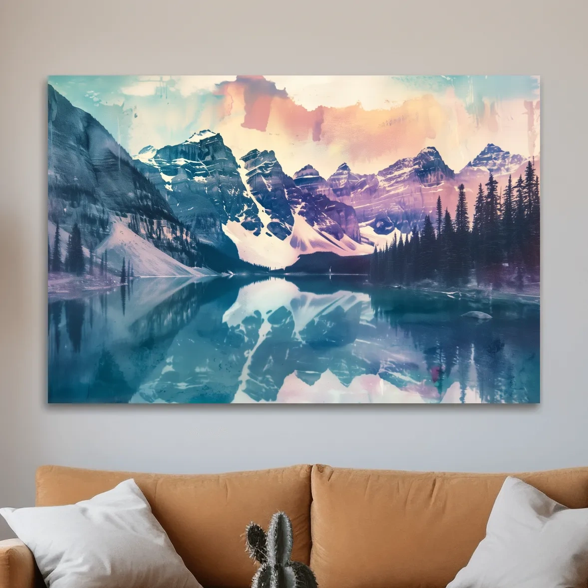 Valley of the Ten Peaks Watercolor Painting - Moraine Lake Banff Wall Art