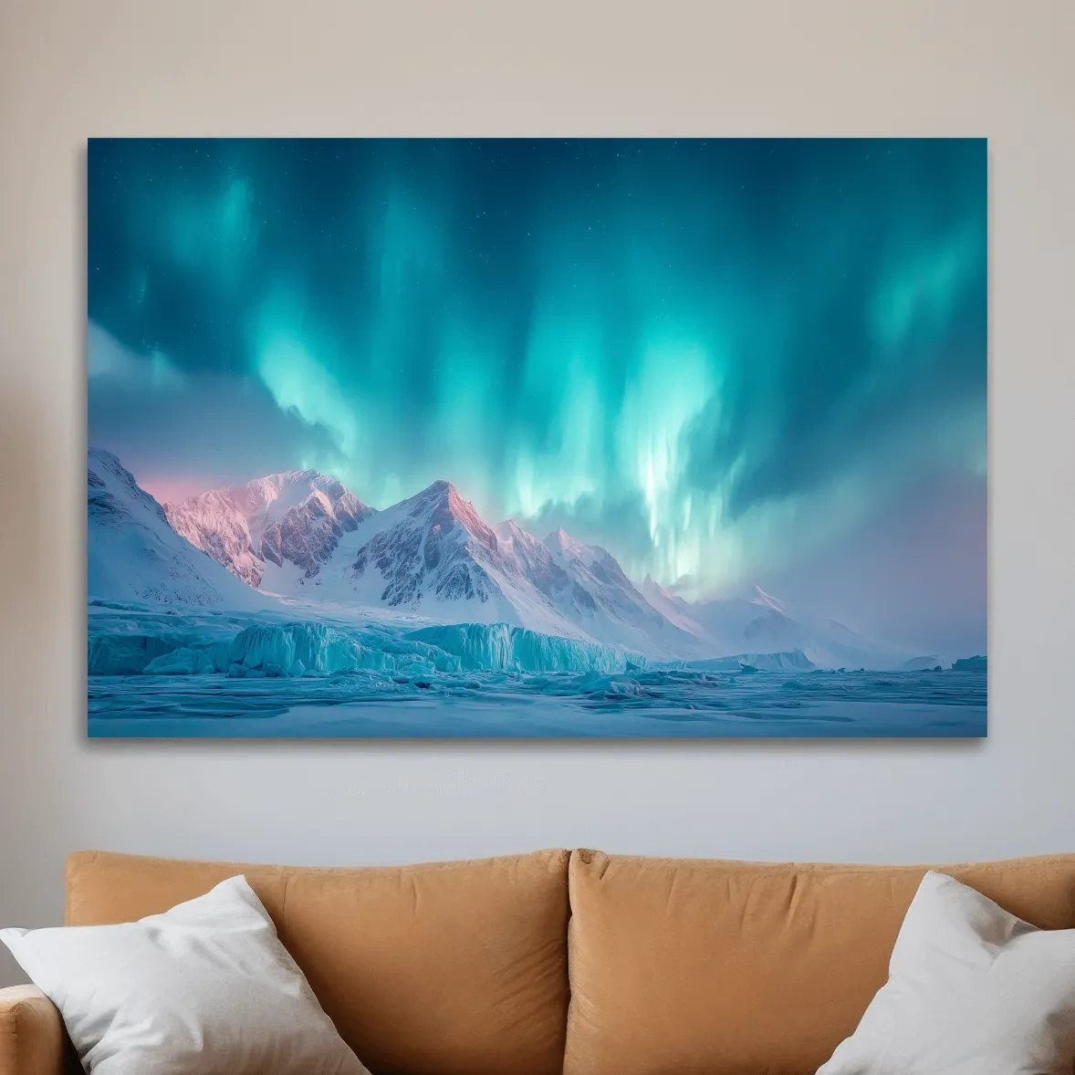 Aurora Borealis Over Icy Arctic Mountains - Northen Lights Wall Art