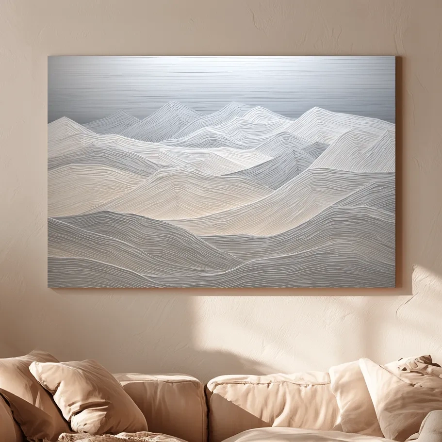 Minimalist Topographic Mountain Ridges - 3D Painting Effect Wall Art