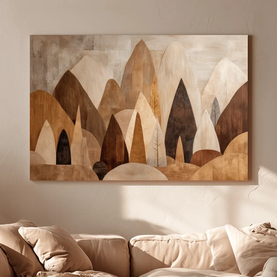 Earthy Abstract Boho Mountains - Modern Minimalist Forest Wall Art