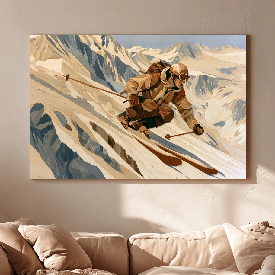 Dynamic Backcountry Skier Alpine Descent - Adventure Winter Sports Wall Art