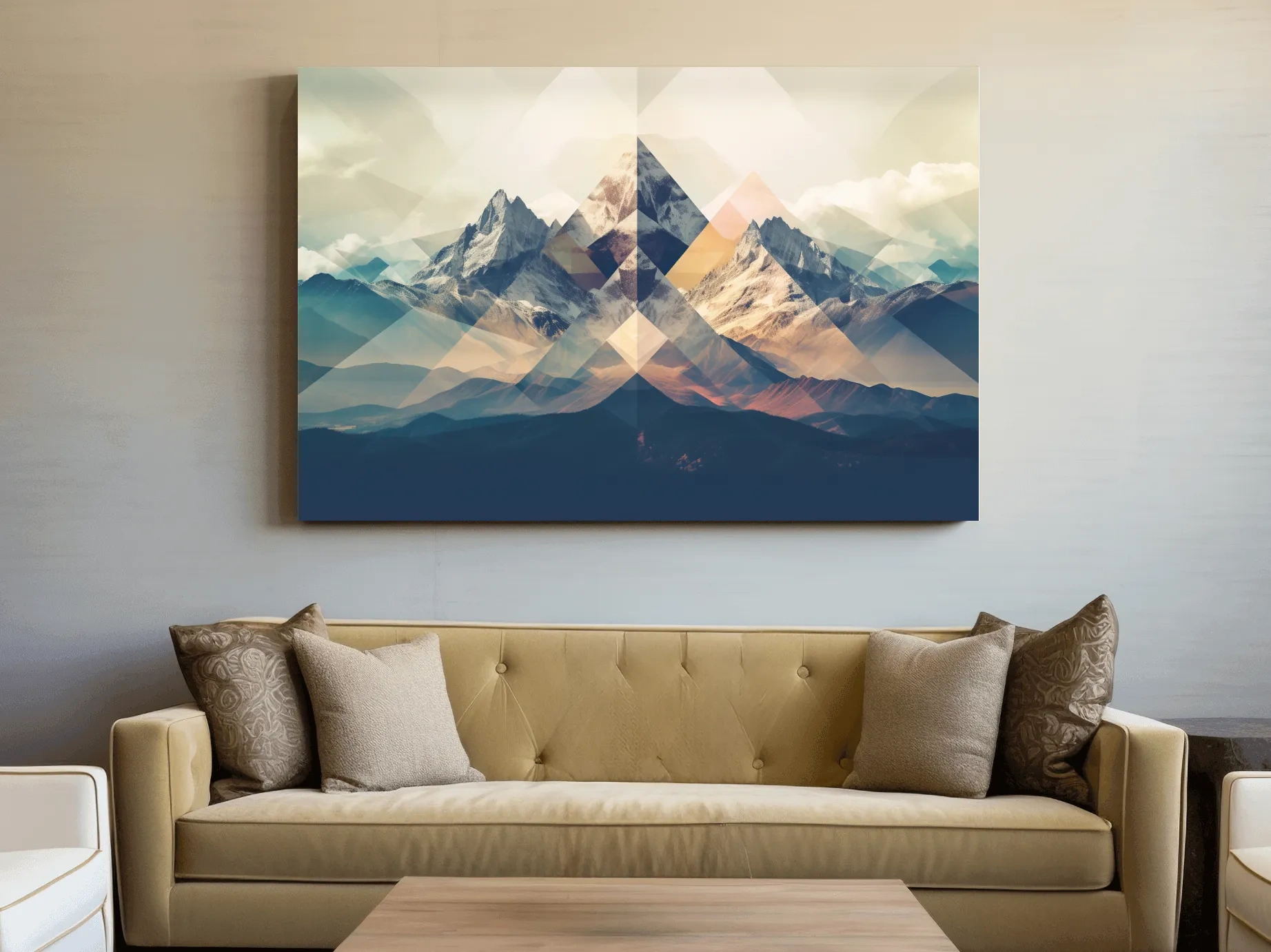 Geometric Abstract Alpine Mountain Peaks - Modern Polygon Landscape Wall Art