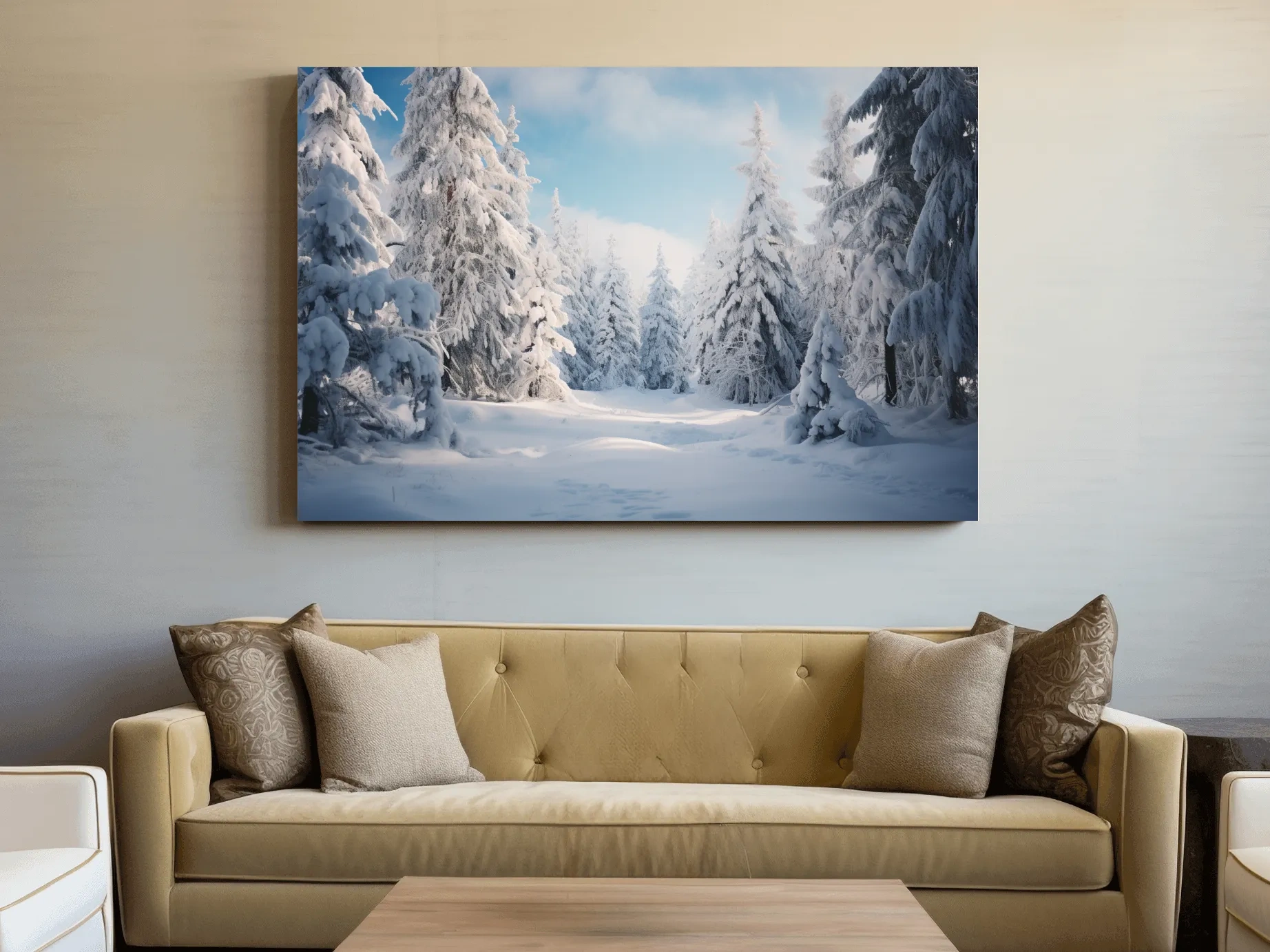 Serene Snowy Pine Forest Photography - Winter Wonderland Nature Wall Art