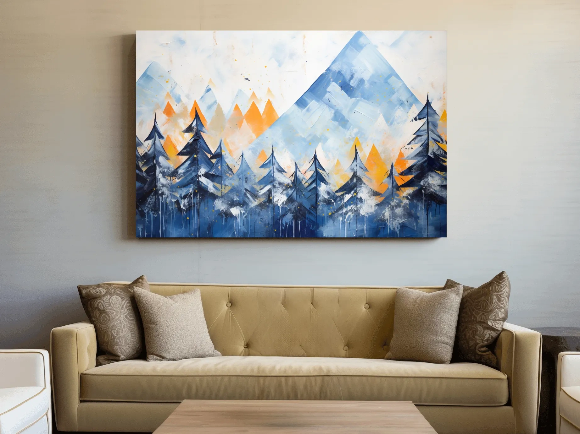 Abstract Alpine Mountain Peaks - Watercolor Forest Wall Art