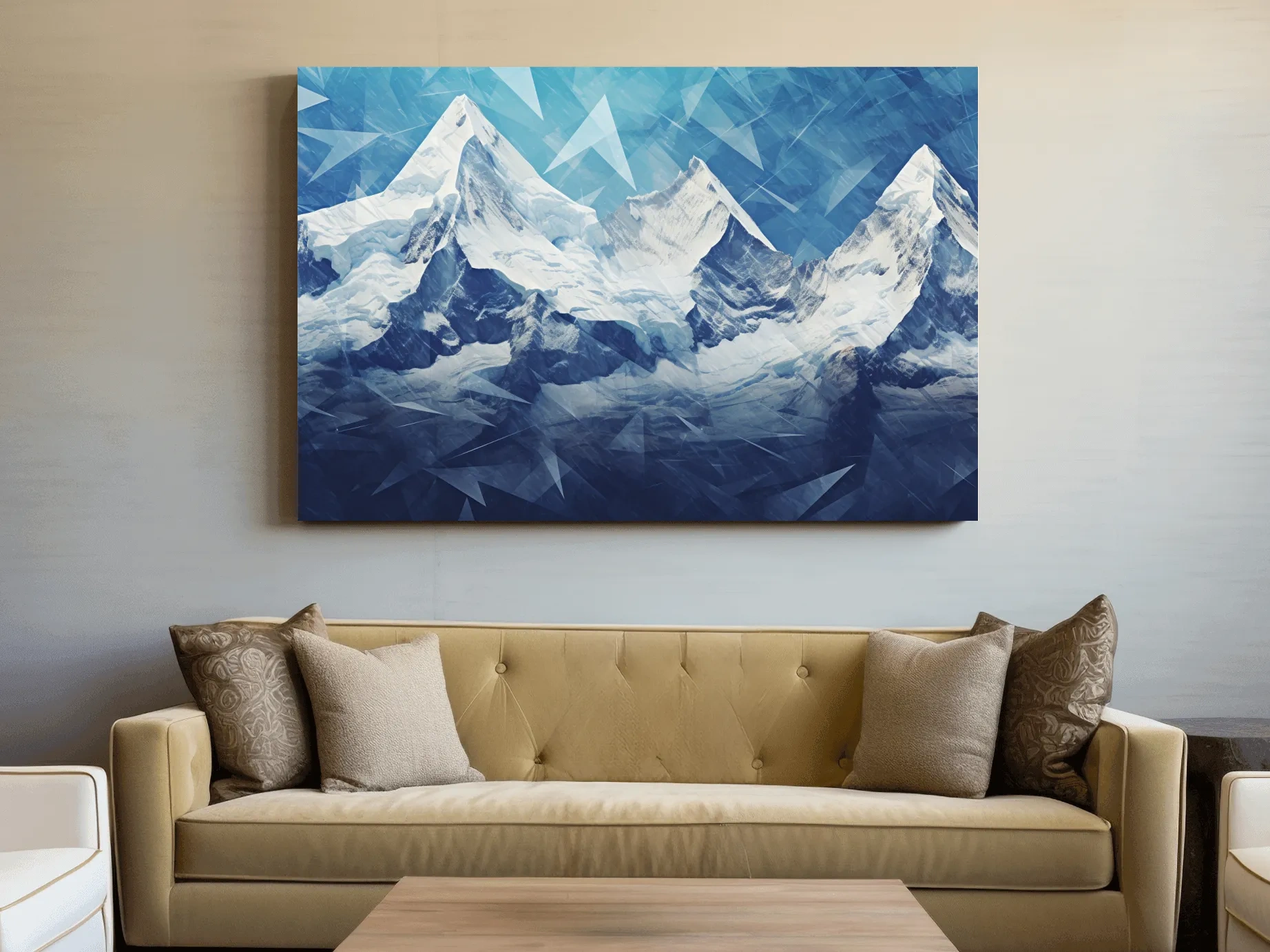 Geometric Icy Glacial Alpine Peaks - Abstract Mountain Landscape Wall Art