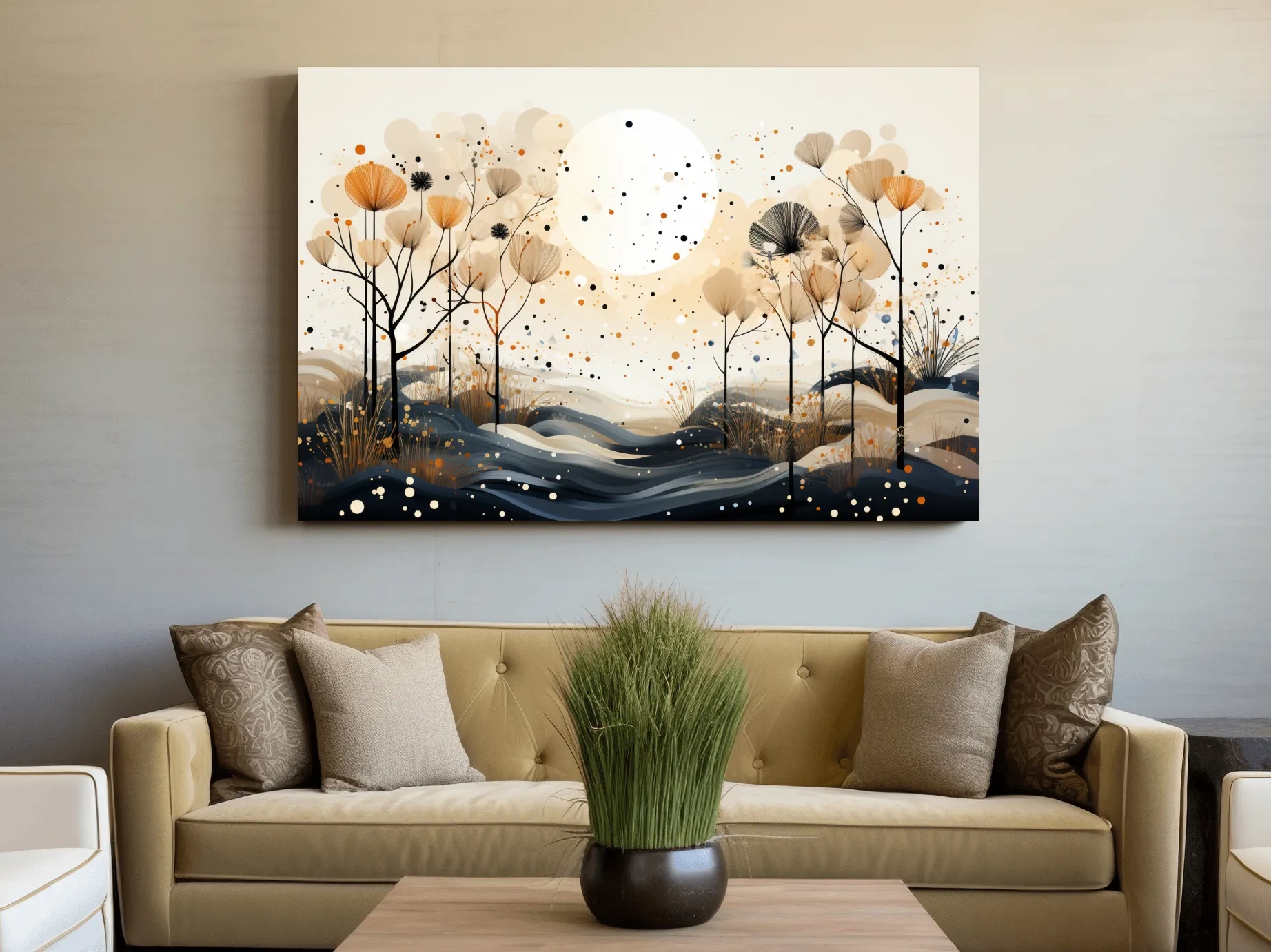 Chic Boho Botanical Dandelion Landscape - Nature Forest Wall Art