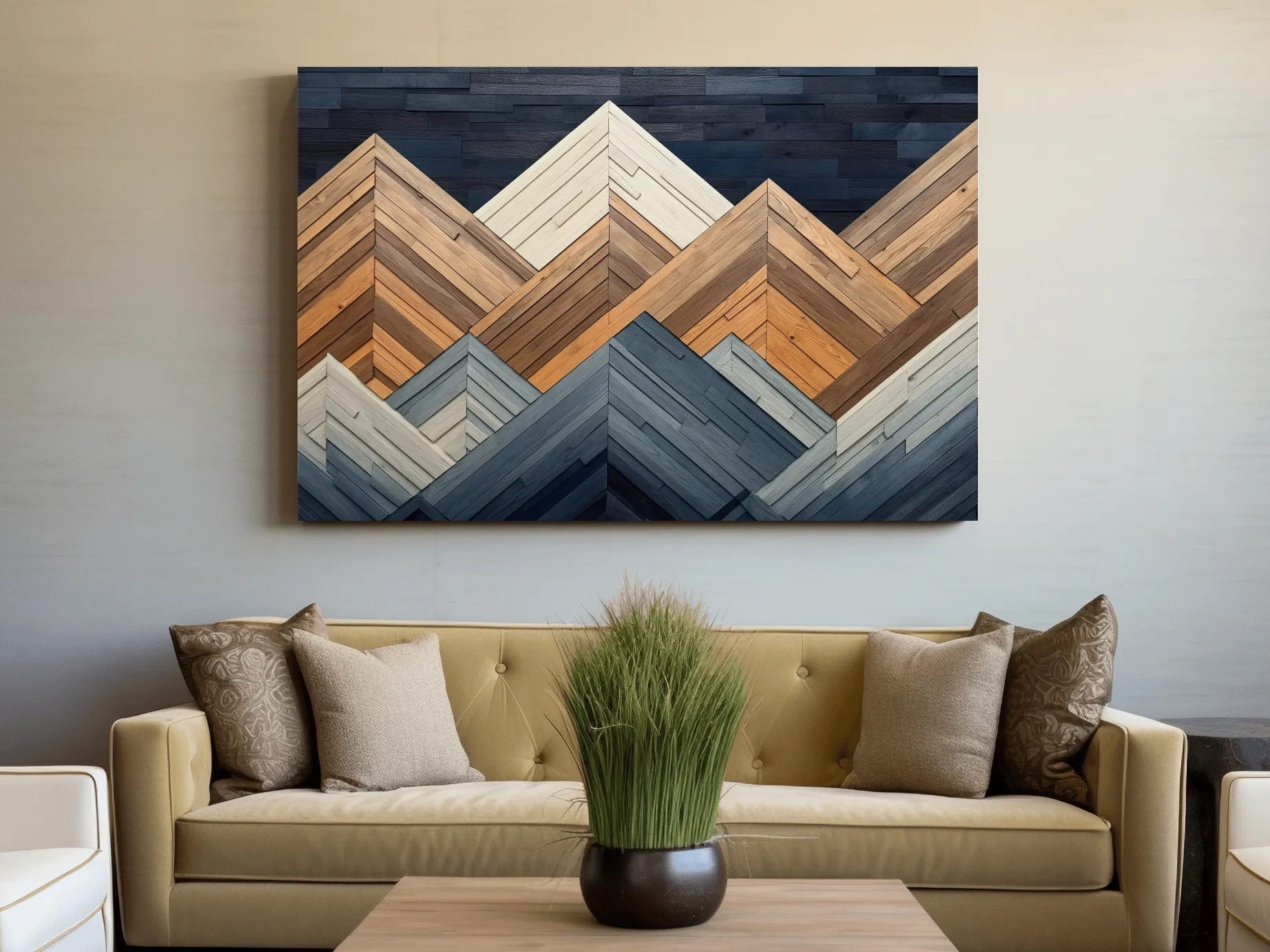 Printed wooden panel mountain art