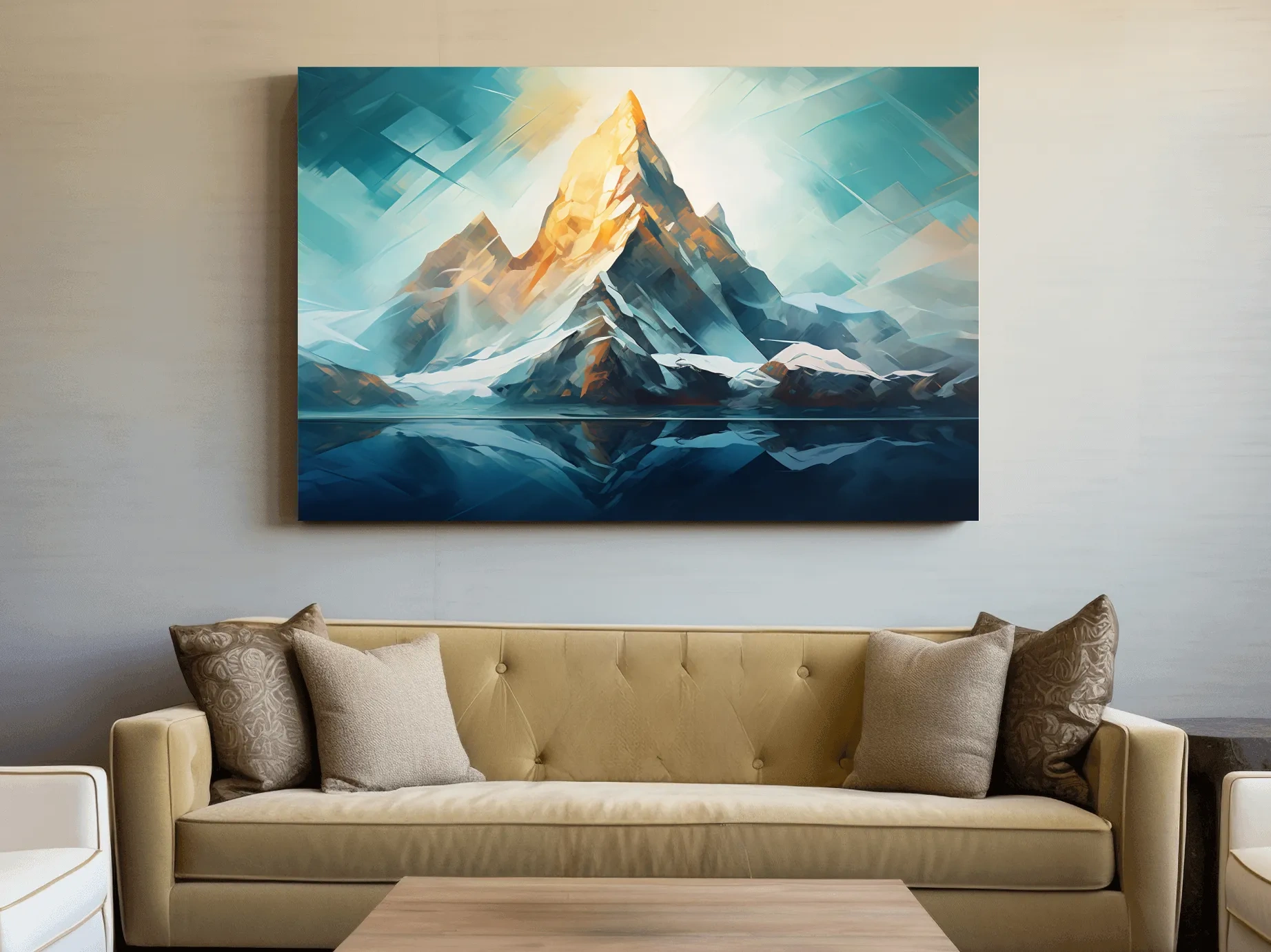 Abstract Alpine Peak Reflection - Modern Mountain Glacier Wall Art