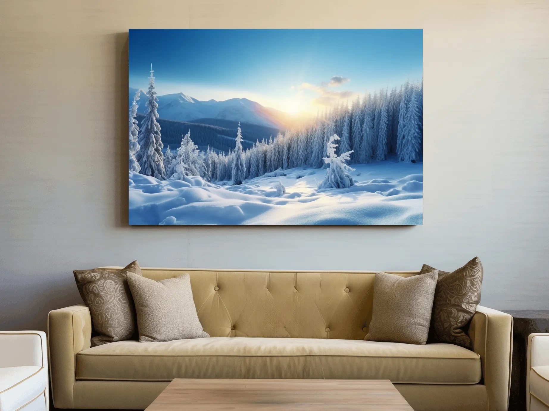 Snowy Alpine Forest Sunrise - Winter Nature Photographic Wall Art