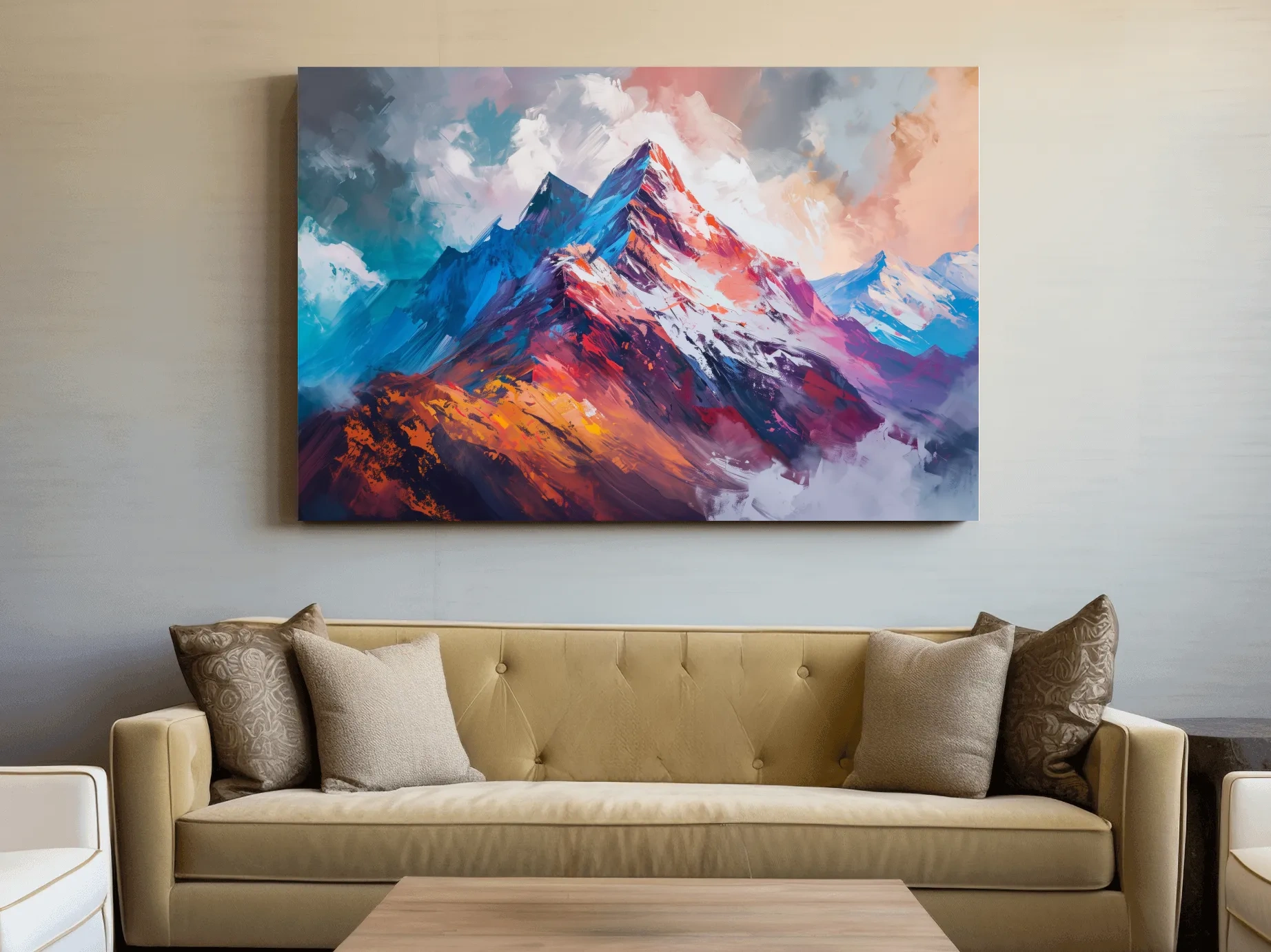 Vibrant Abstract Alpine Mountain Peaks - Colorful Landscape Wall Art