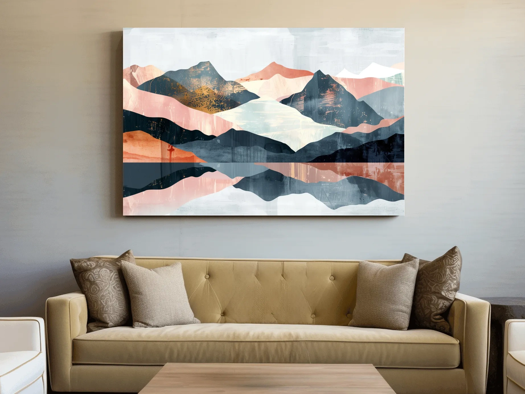 Abstract Pastel Mountain Peaks - Modern Landscape Wall Art