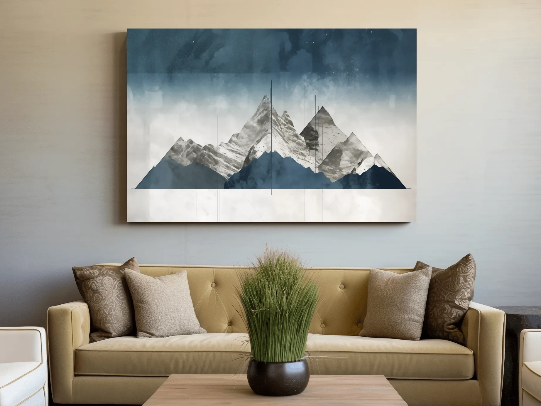 Simple abstract mountain painting