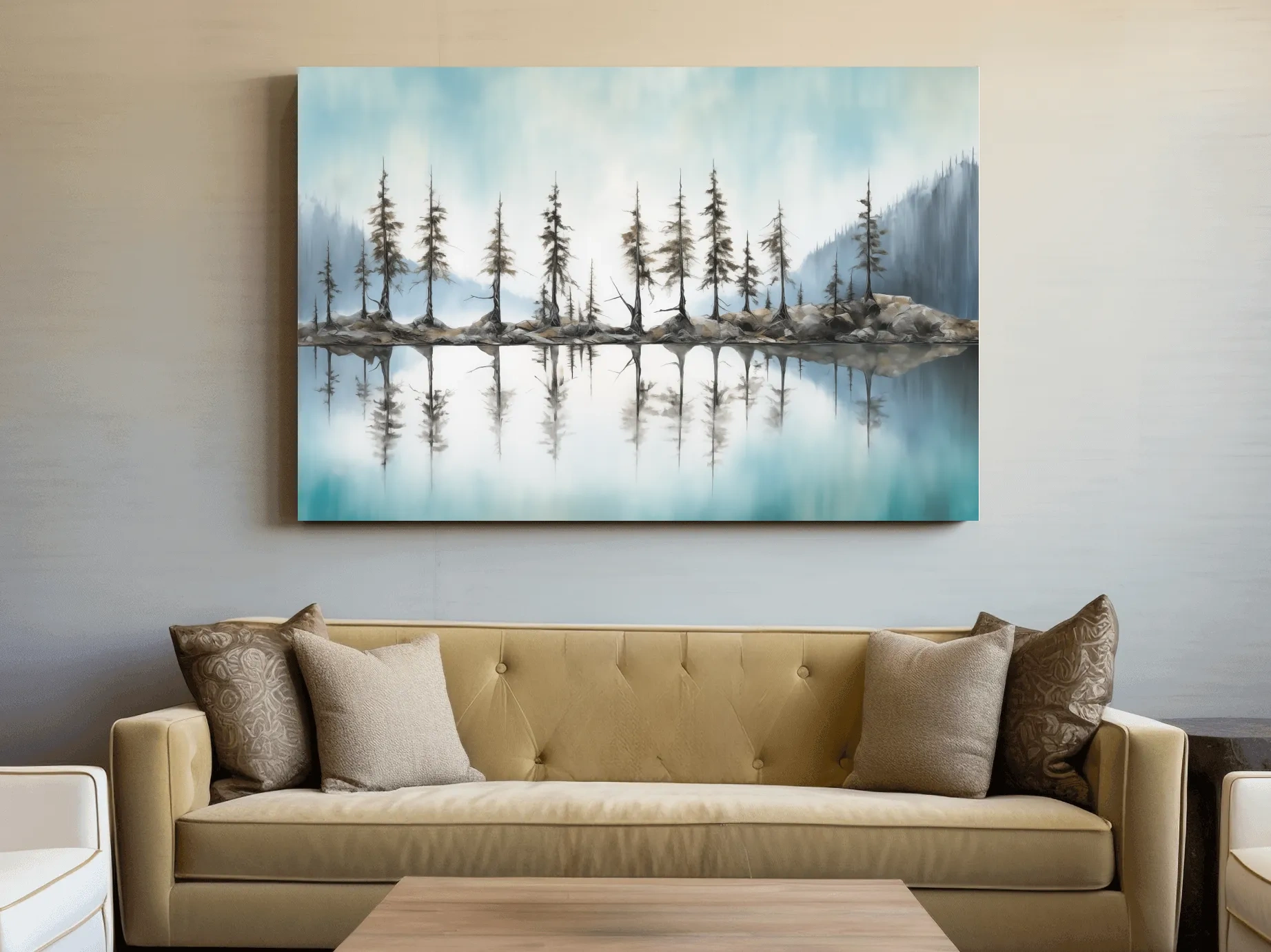 Minimalist Pine Tree Torqouise Alpine Lake Reflection - Pacific Northwest Wall Art