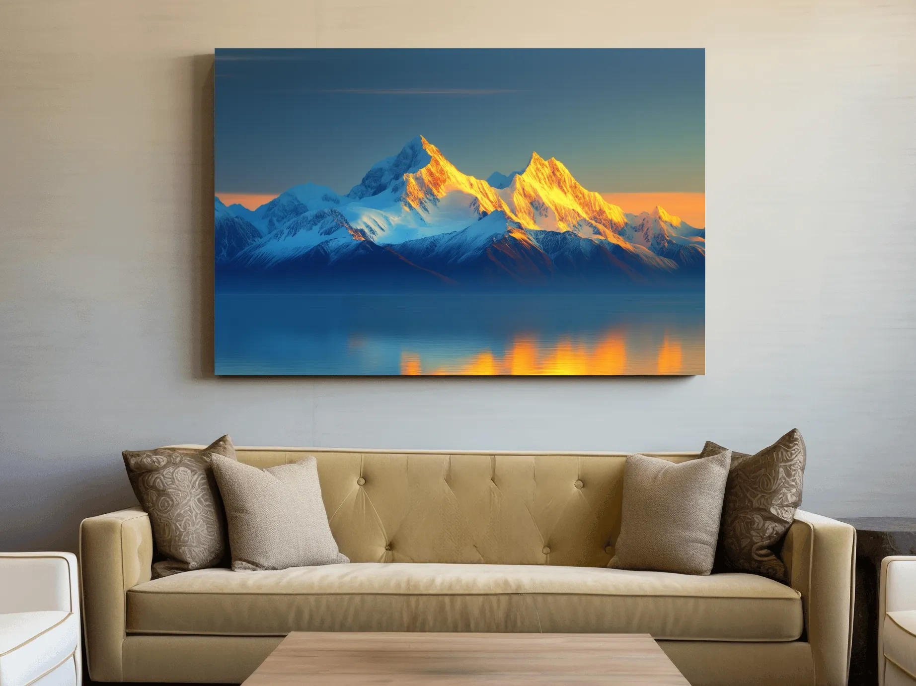 Arctic Glacier Mountain Sunset - Golden Hour Photographic Wall Art