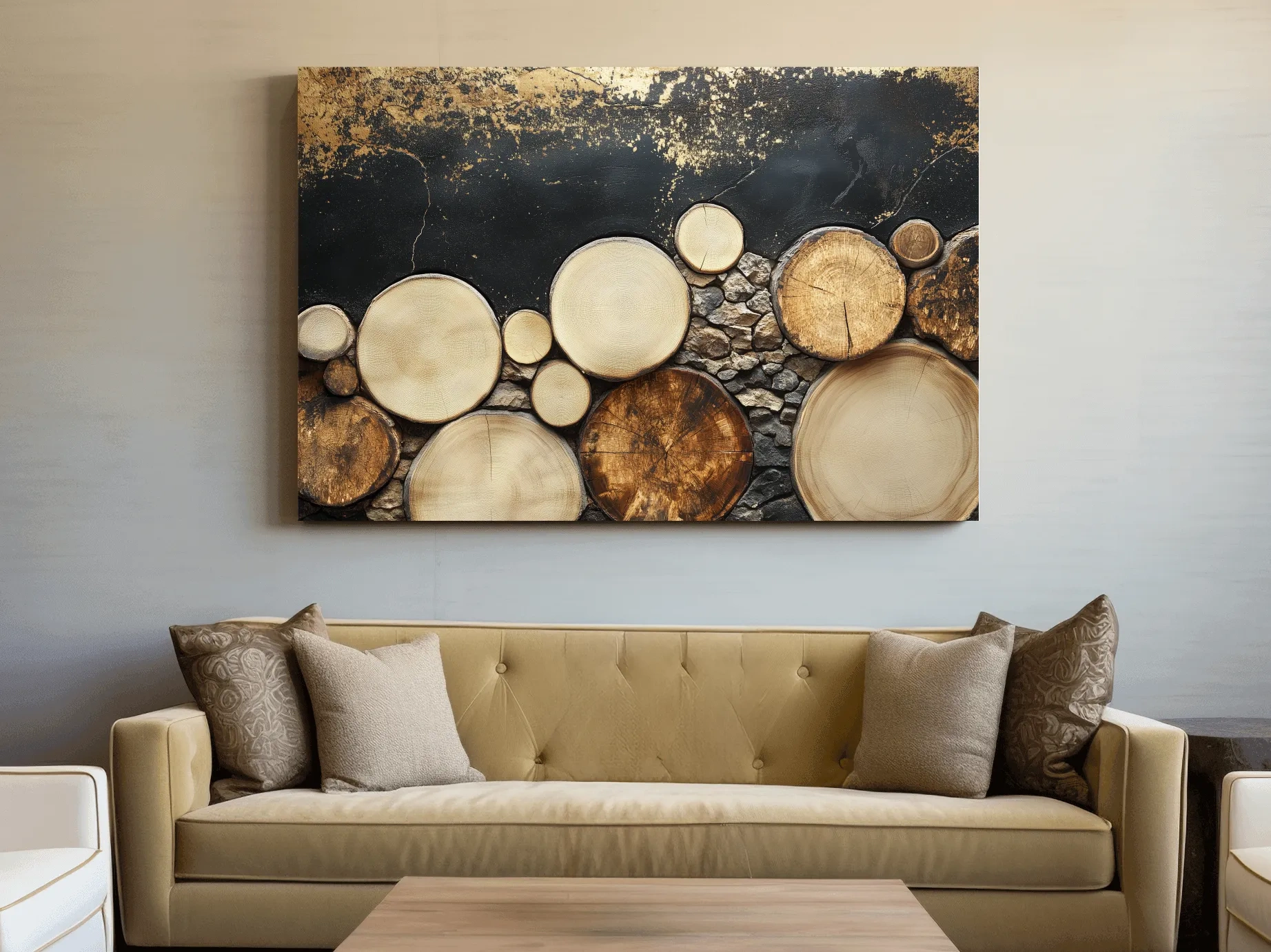 Rustic Wood & Stone Texture - Modern Farmhouse Wall Art