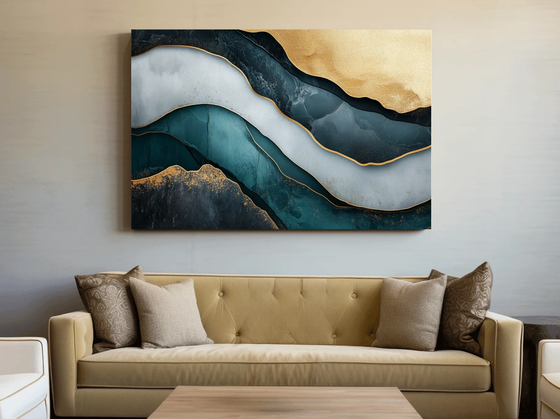 Elegant Gold Abstract Layers - Modern Marble Texture Wall Art