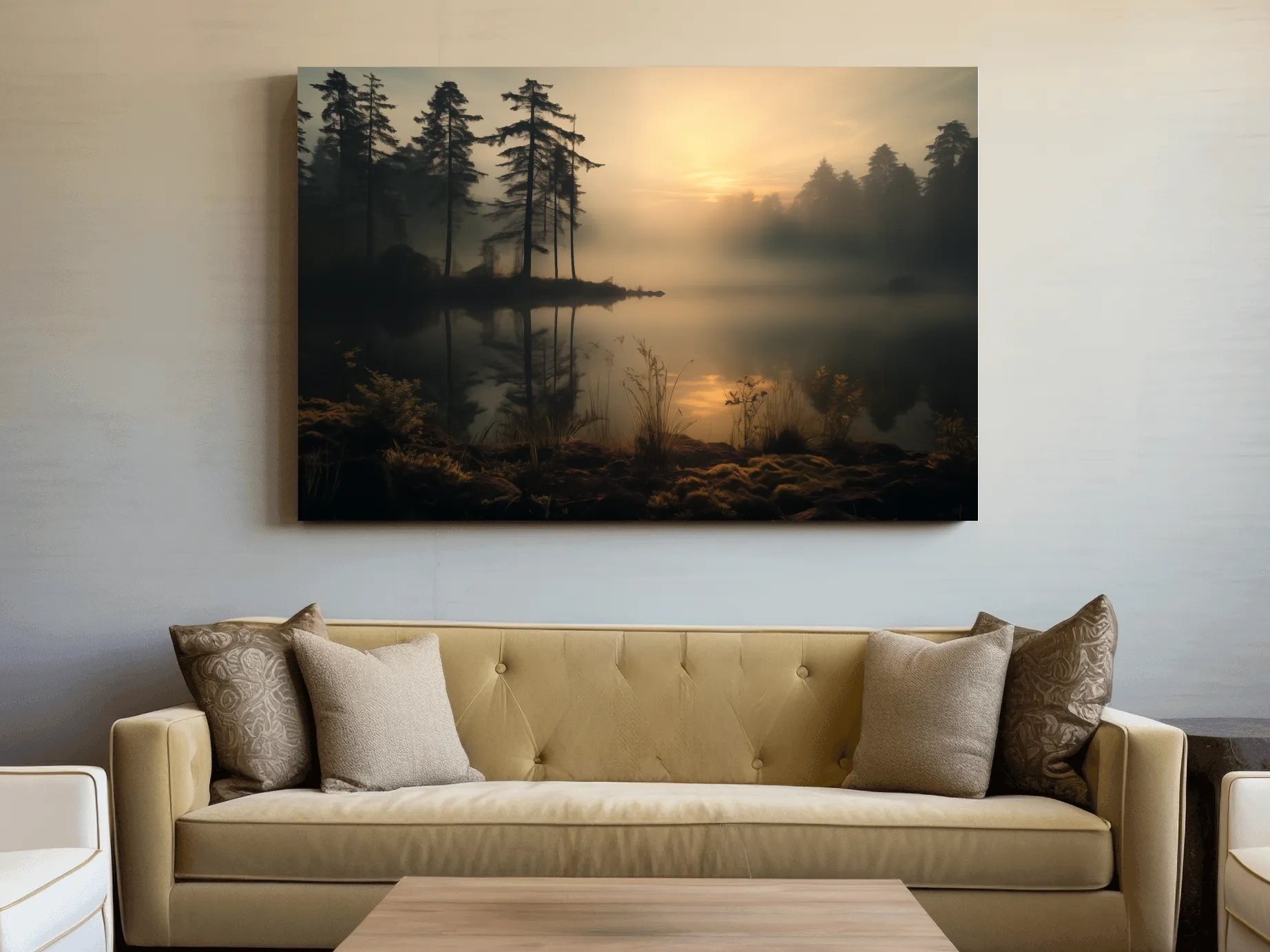 Nature Photography Wall Art - Misty Lake Sunrise & Forest