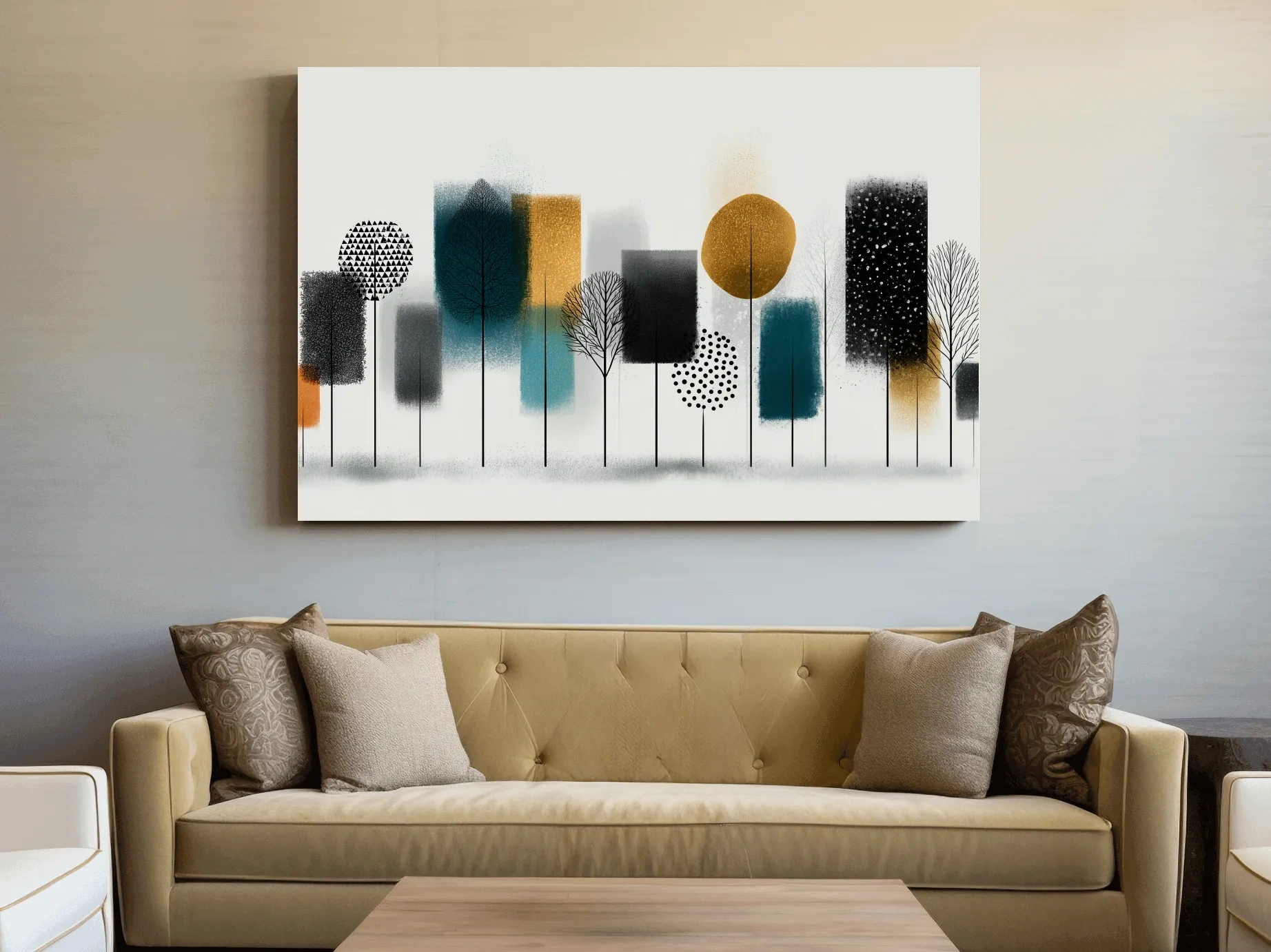 Abstract Minimalist Forest Grove Silhouettes - Modern Scandinavian Geometric Wall Art
