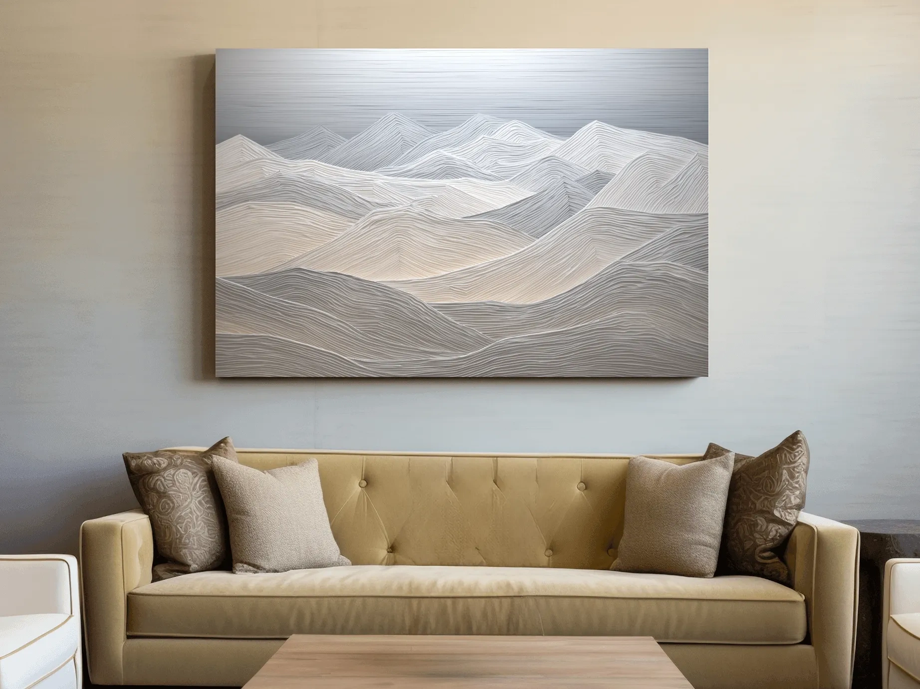Minimalist Topographic Mountain Ridges - 3D Painting Effect Wall Art