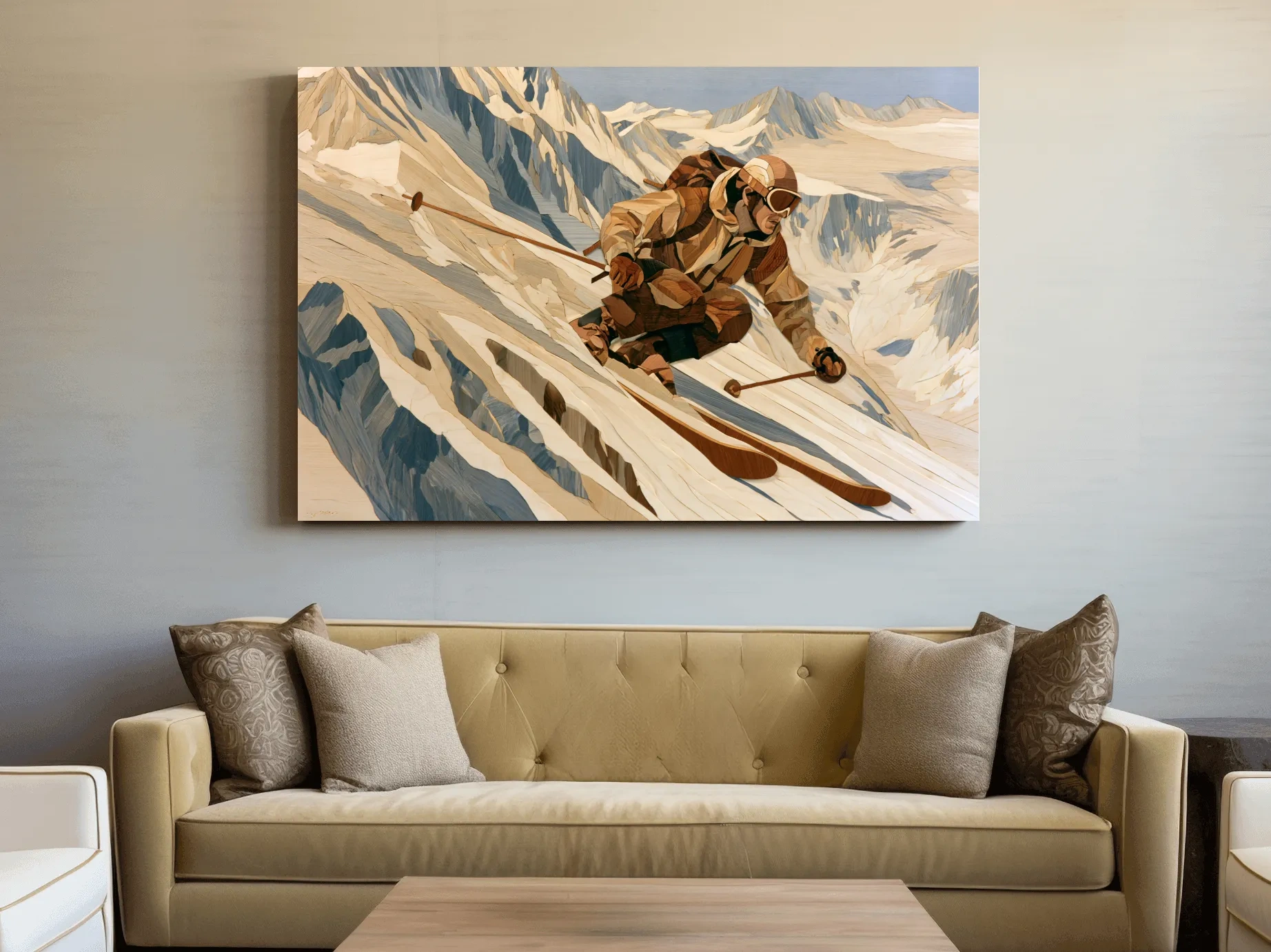 Dynamic Backcountry Skier Alpine Descent - Adventure Winter Sports Wall Art