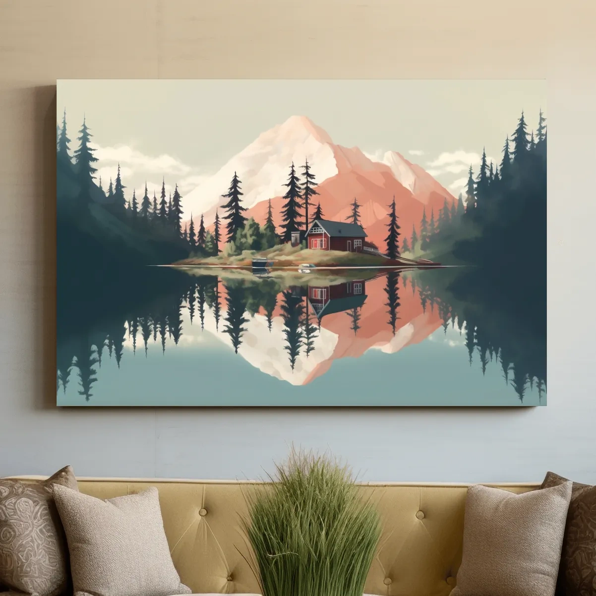 Minimal art of a cabin in the alpine
