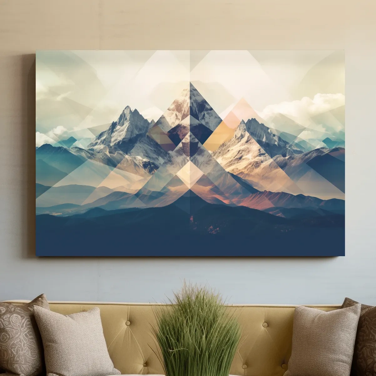 Abstract geometric mountain art