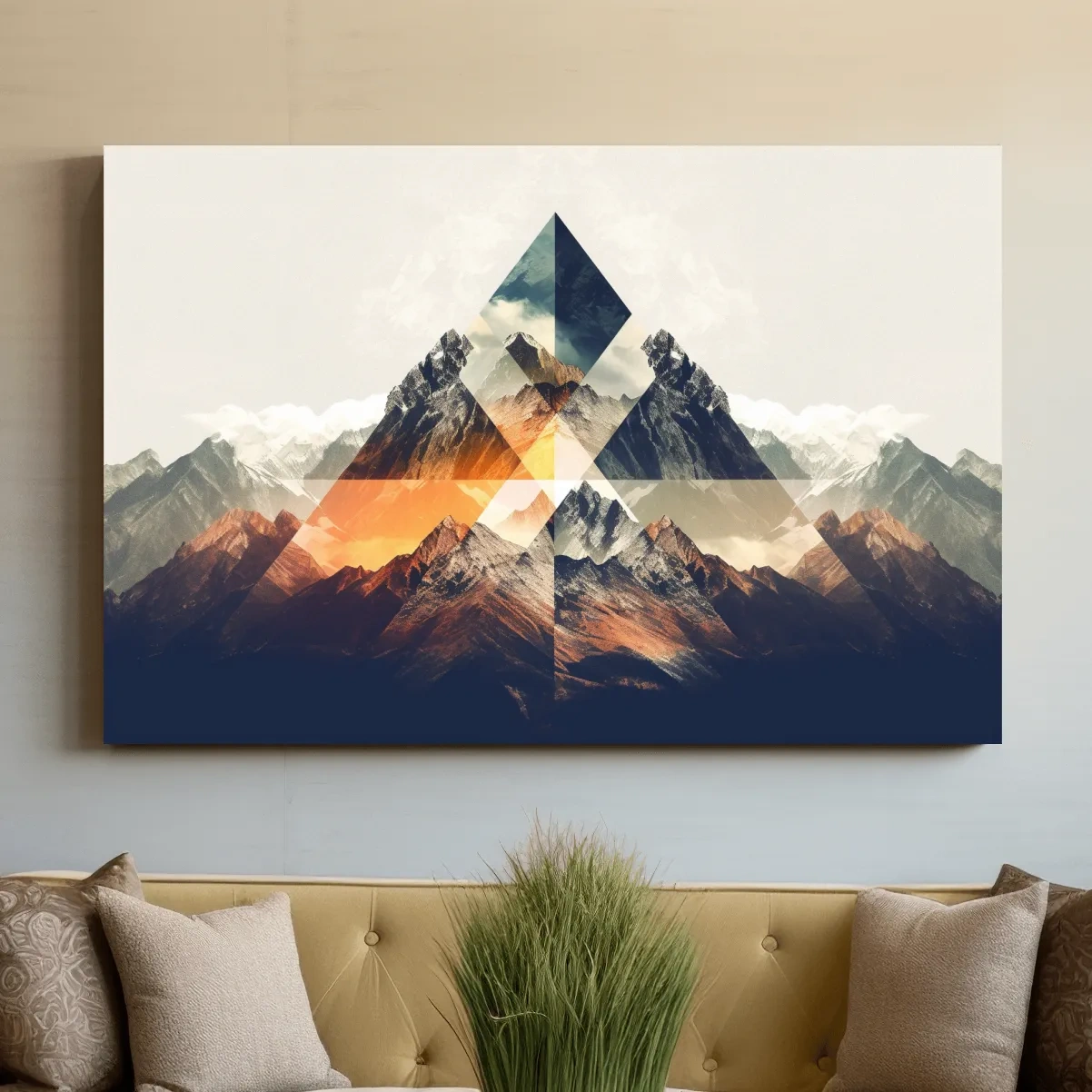 Abstract and geometric textured mountain art