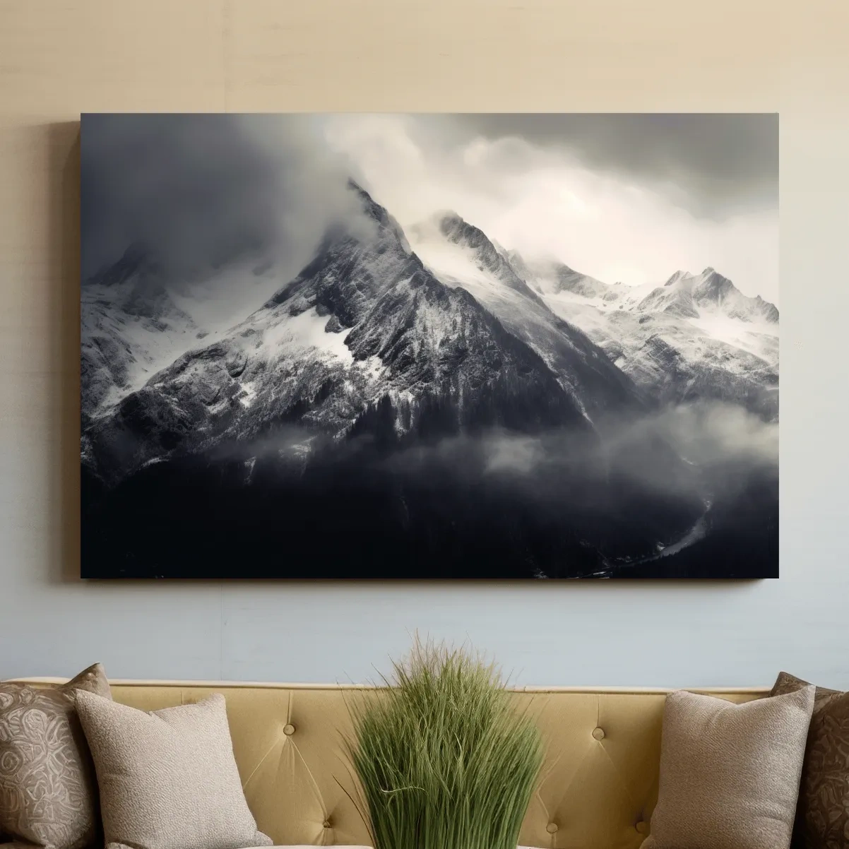 Photographic art, ominous glacier in the clouds