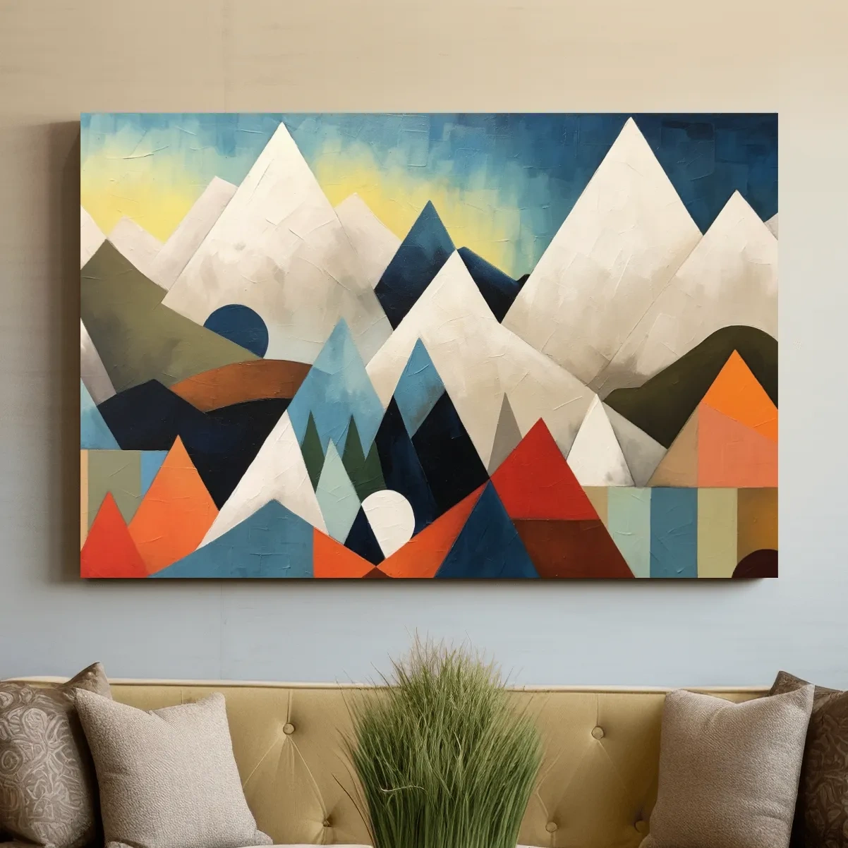 Abstract suprematism mountain painting