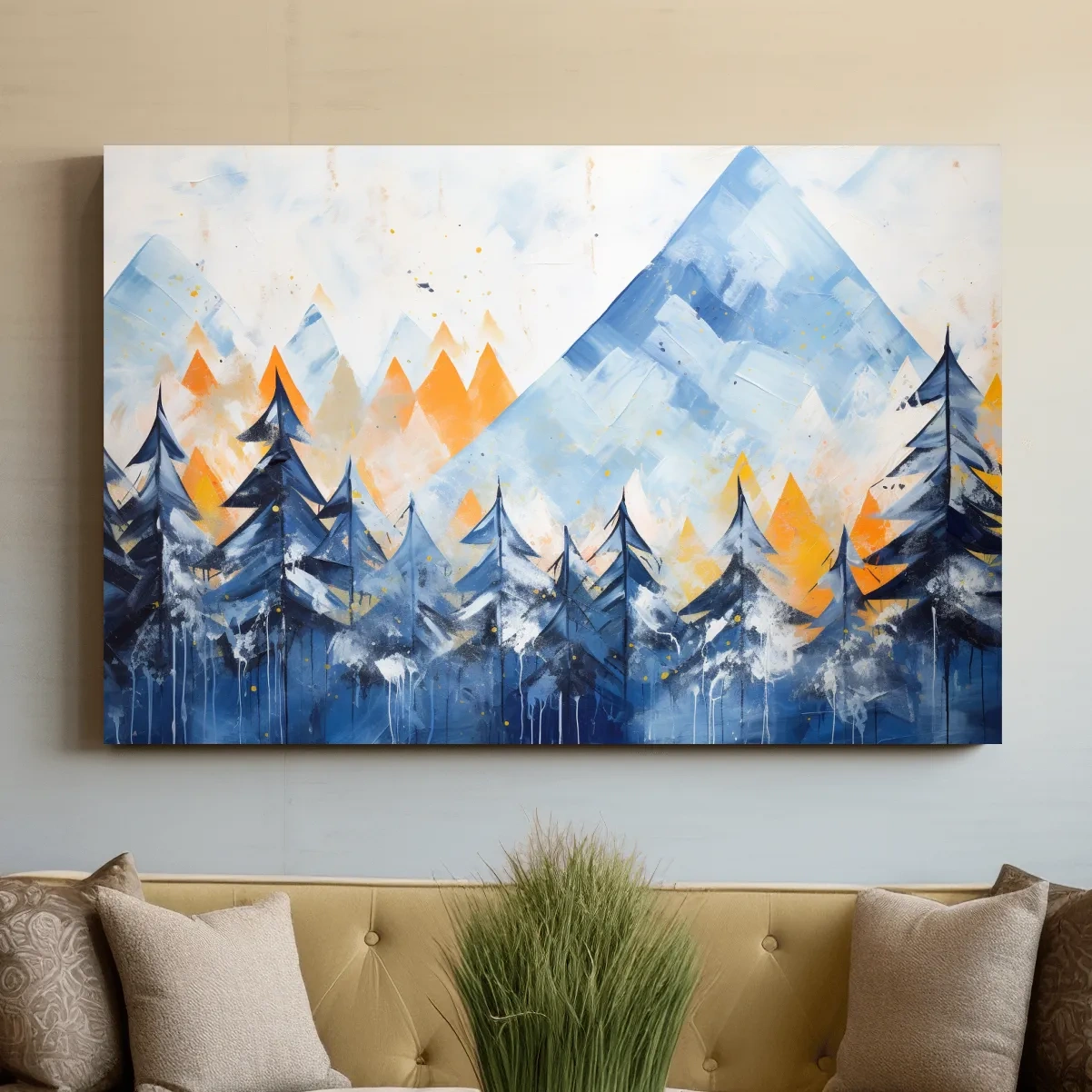 Abstract Alpine Mountain Peaks - Watercolor Forest Wall Art