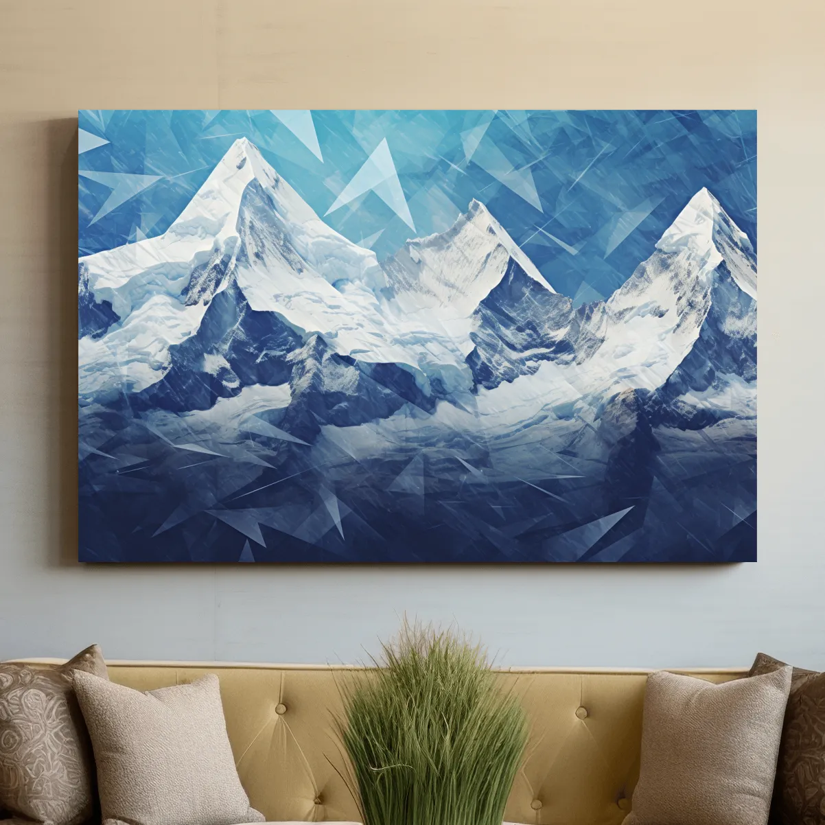 Geometric Icy Glacial Alpine Peaks - Abstract Mountain Landscape Wall Art