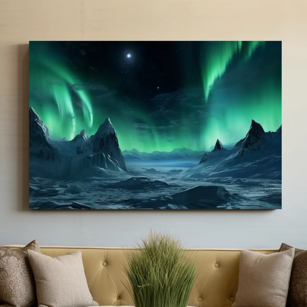Photographic art, northern lights over the arctic