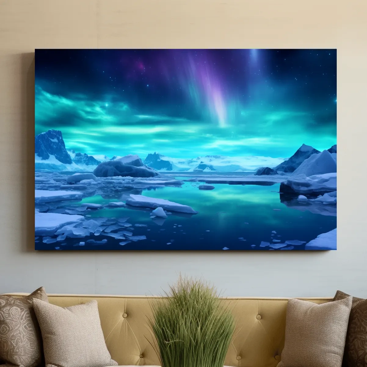Northern lights over the antarctic ice, photographic wall art