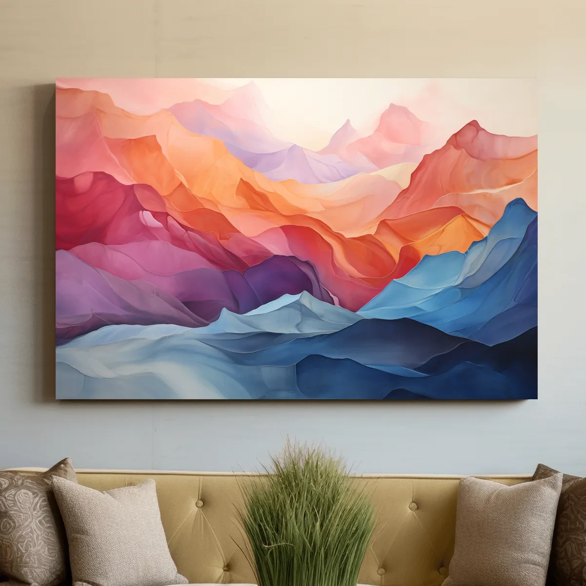 Abstract art, colourful mountain shapes