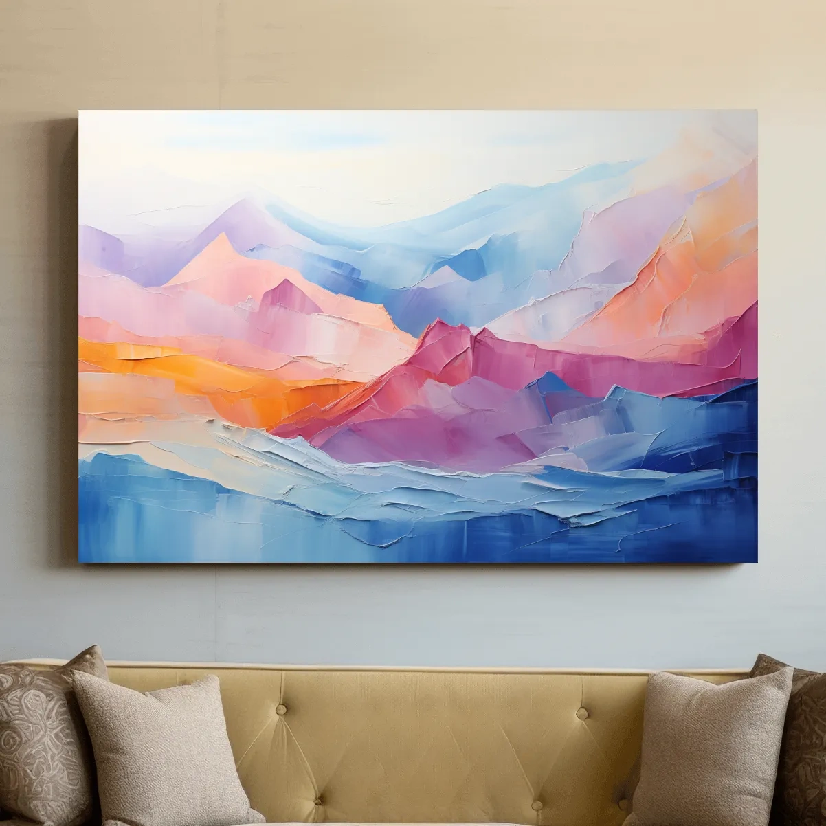 Vibrant Pastel Abstract Mountain Landscape - Colorful Mountain Wall Art