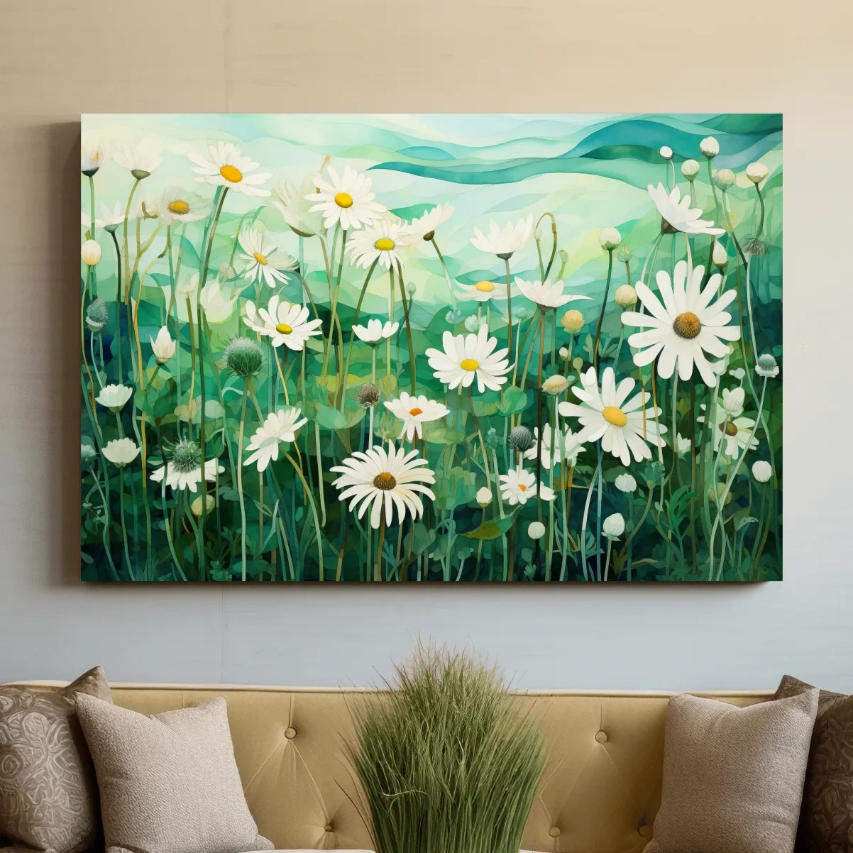 Painting of flowers in the alpine grass