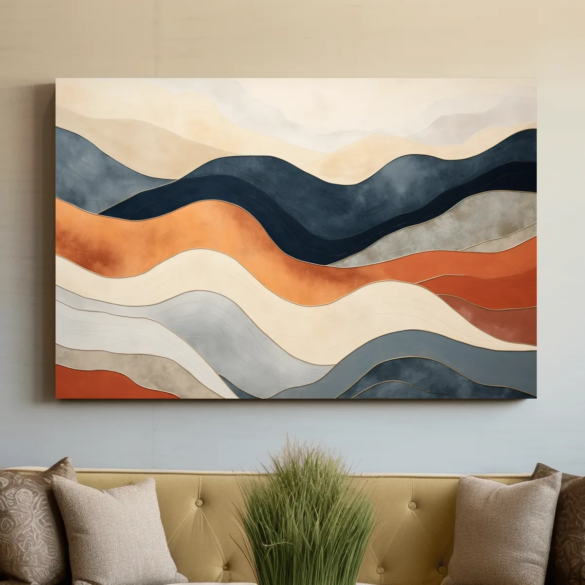 Abstract Wavy Mountain Layers - Mid Century Modern Landscape Wall Art