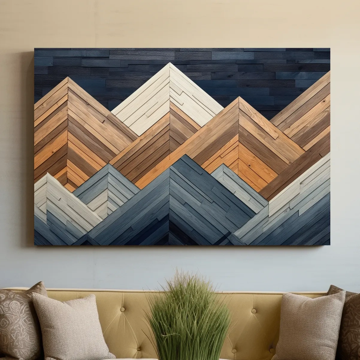 Printed wooden panel mountain art