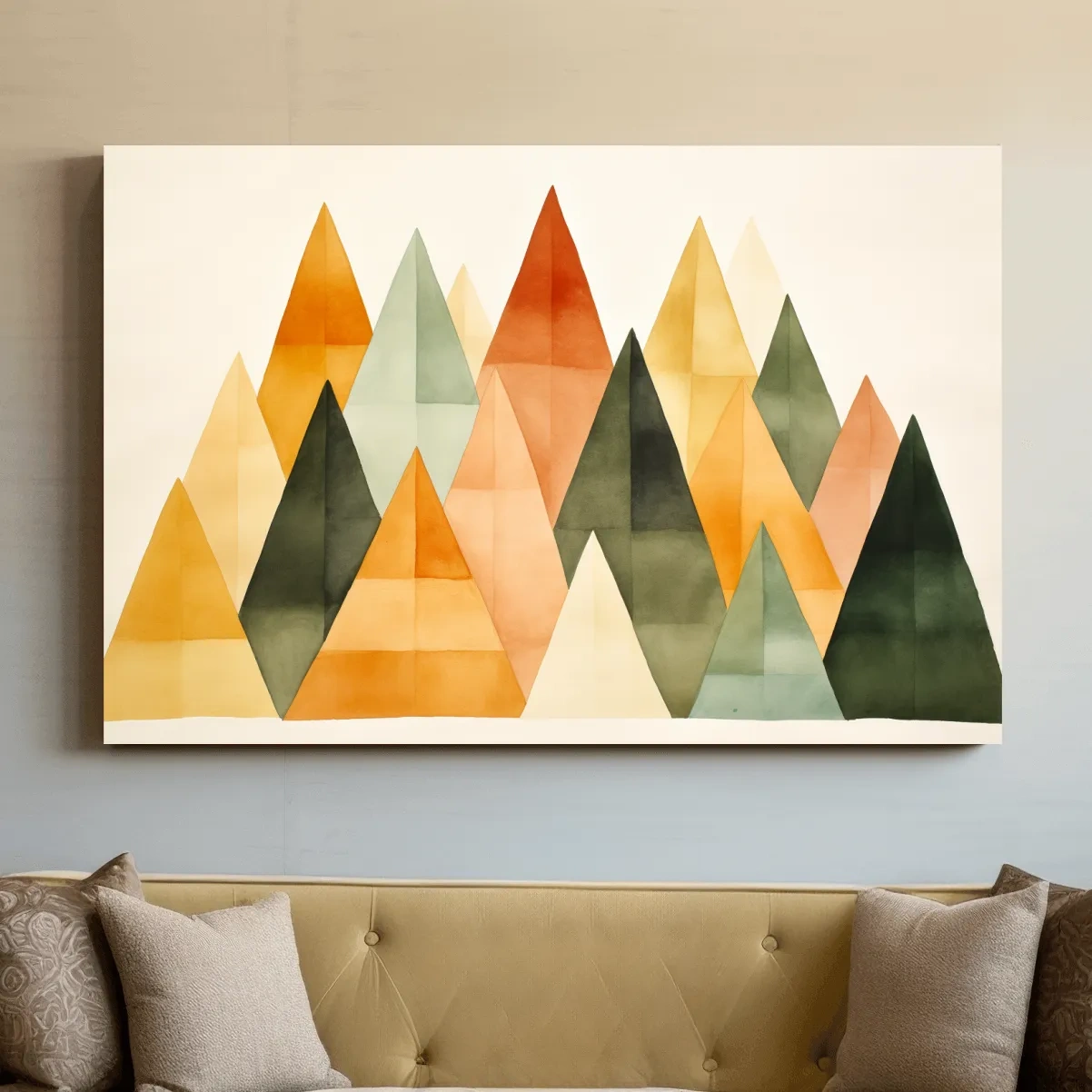 Geometric Watercolor Mountains - Modern Scandi Minimalist Wall Art
