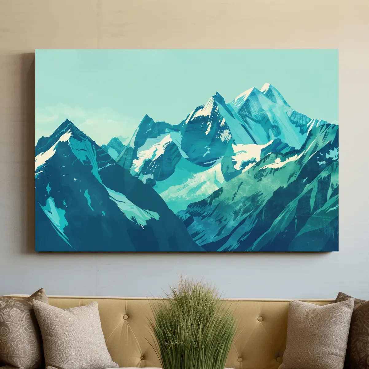 Mountain glacier artwork, stylized vector art