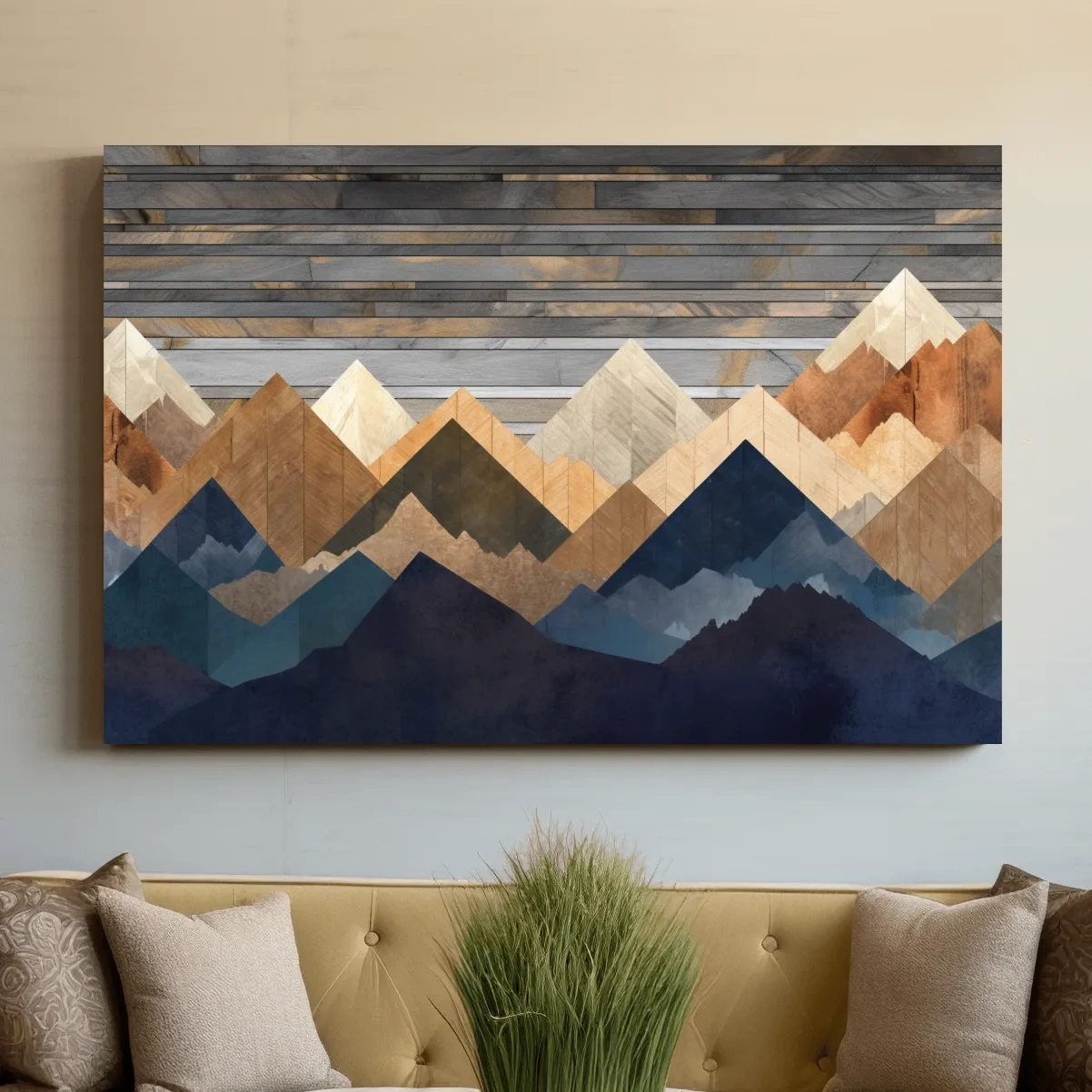 Printed wooden panel mountain art