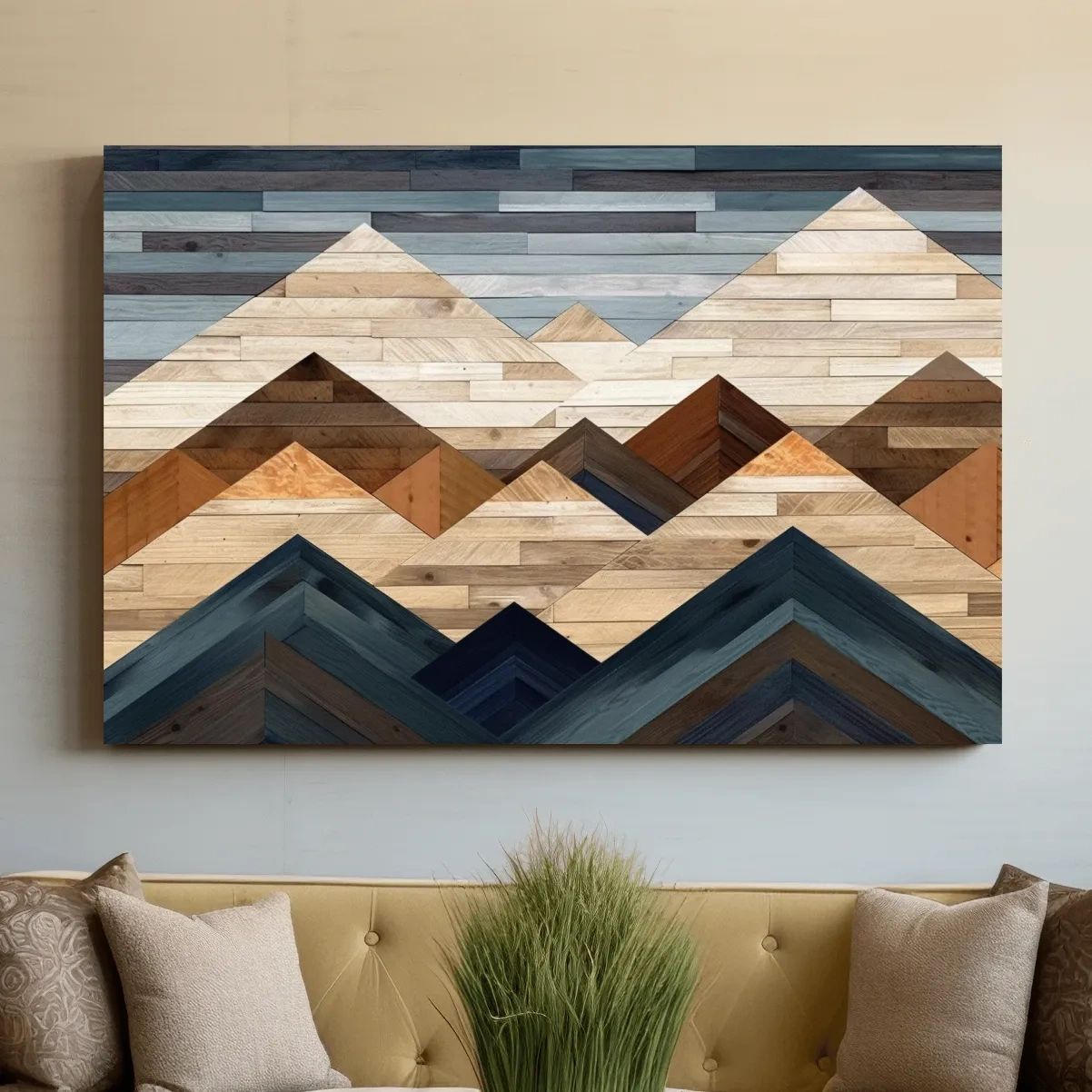 Printed wooden panel mountain art