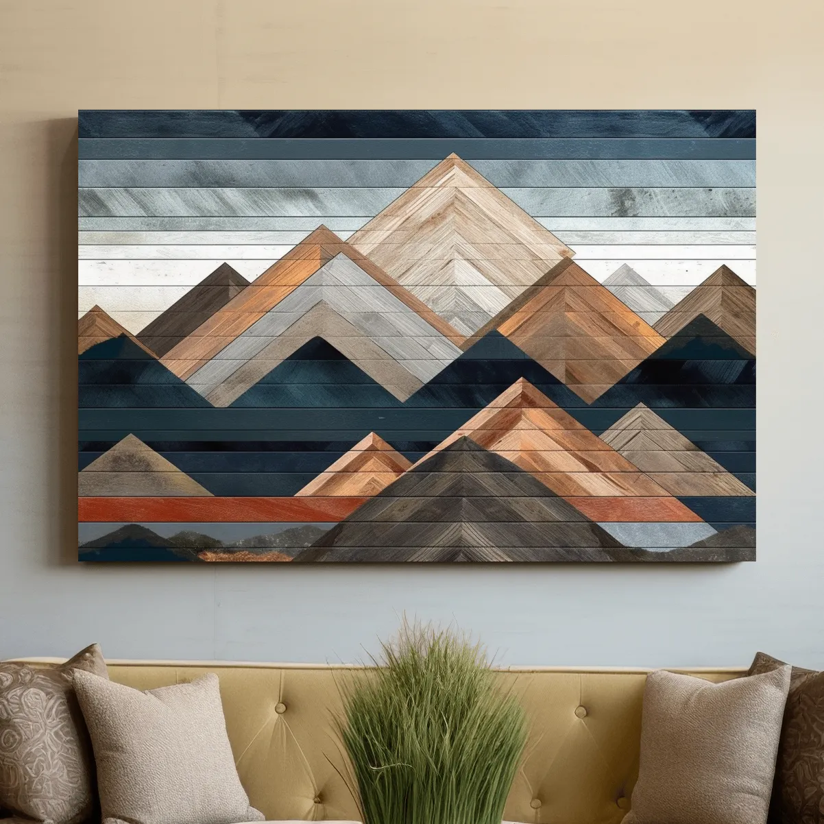 Printed wooden panel mountain art