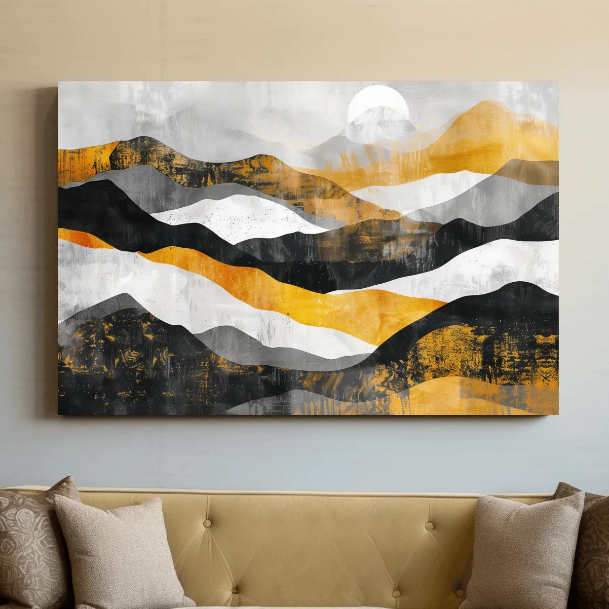 Abstract Layered Mountain Ranges - Modern Landscape Wall Art