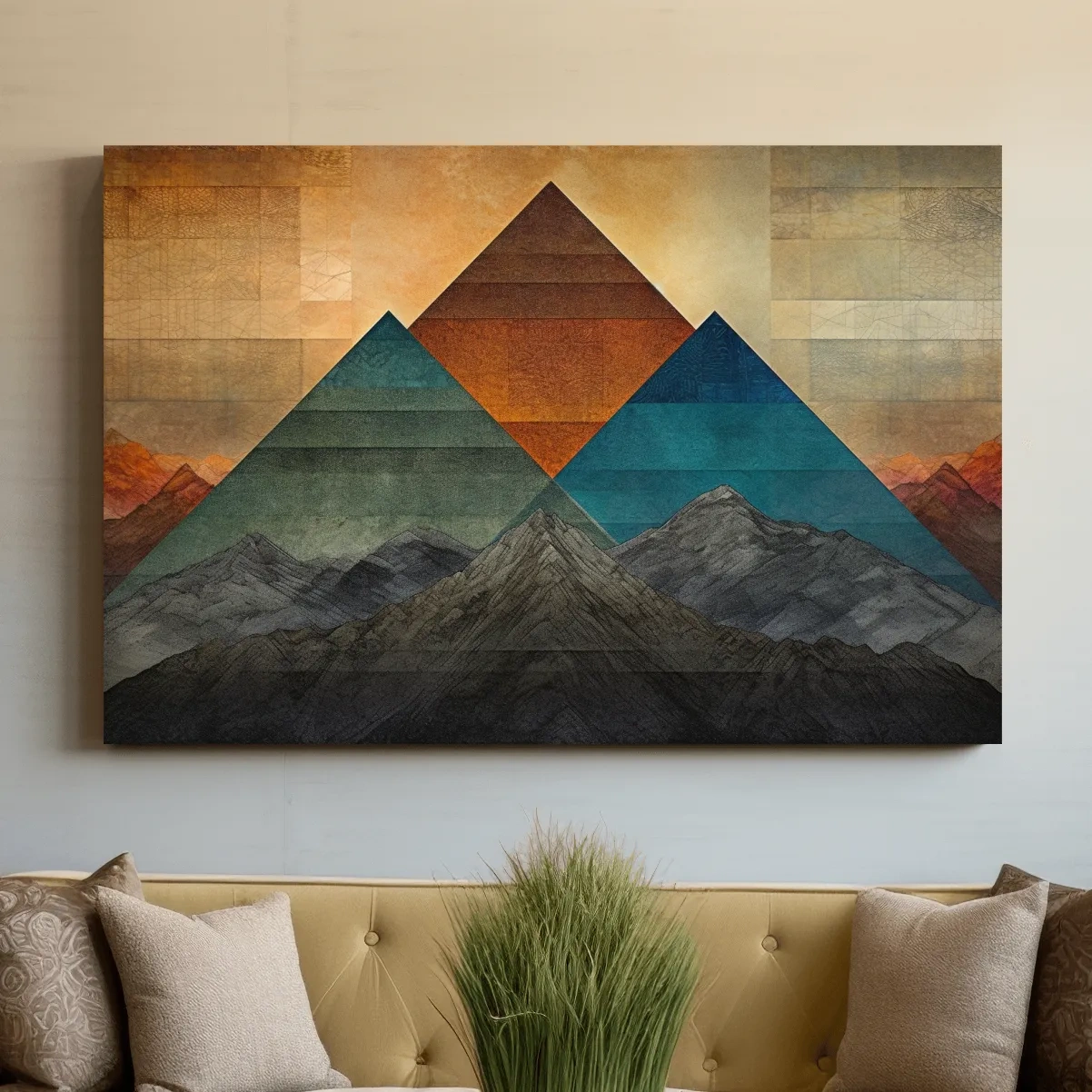 Abstract mountain art, triangular mountain shapes